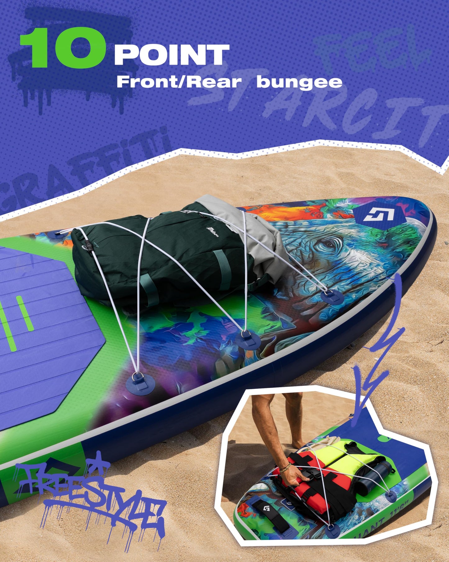 Starcity Inflatable Stand Up Paddleboard Extra Wide Responsive Tracking High Load Design 450 Pound Capacity 11'6"35" 6" for Lake Ocean Touring W/Complete Accessories Family Friendly Beginners