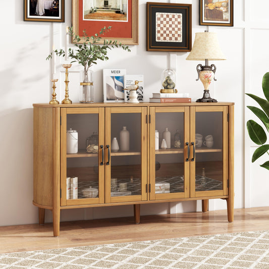 Christopher Knight Home Eileen Modern Storage Cabinet with 4 Doors, Large Size Buffet Cabinet with Storage and Adjustable Shelf, Wooden Sideboard Cabinet for Dining Room/Kitchen/Living Room, Natural