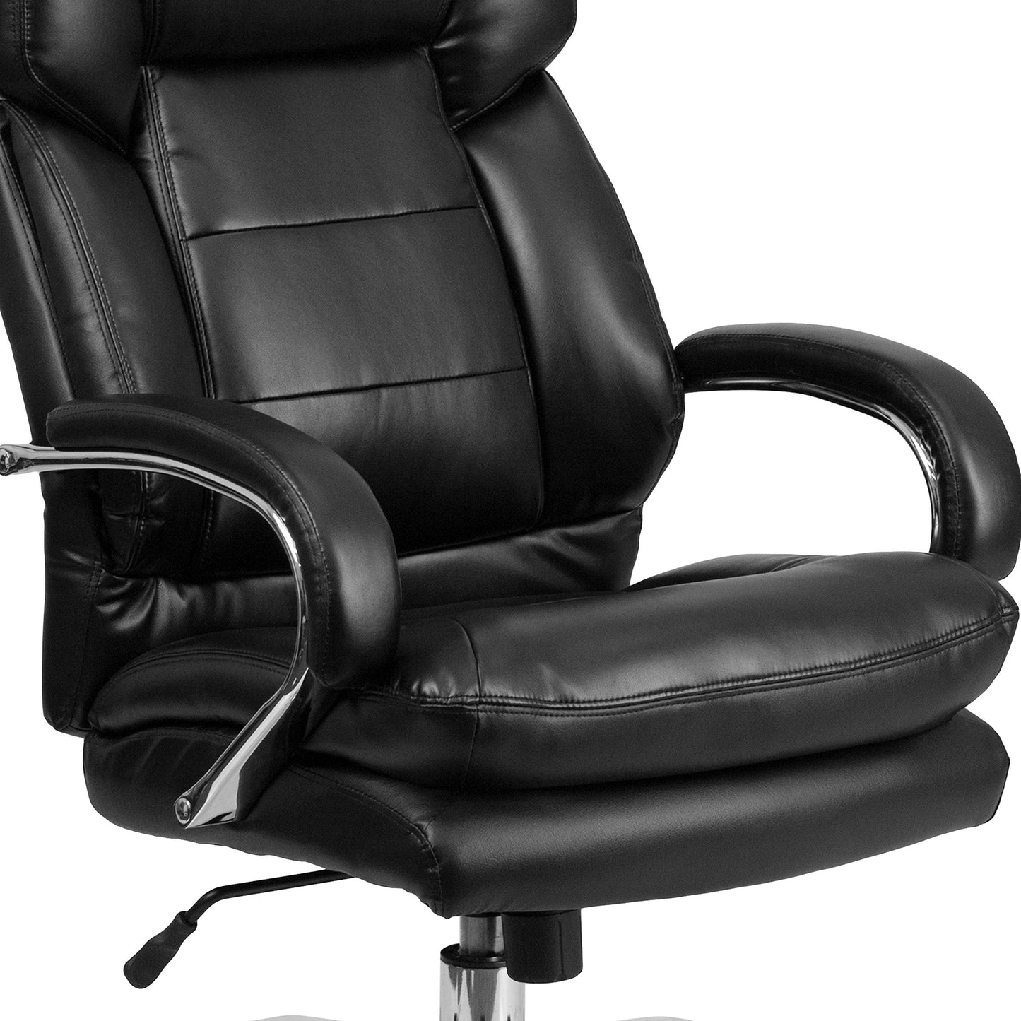 Flash Furniture Hercules Series LeatherSoft Swivel Office Chair with Loop Arms, Ergonomic High-Back Executive Chair with Padded Seat and Arms, Black