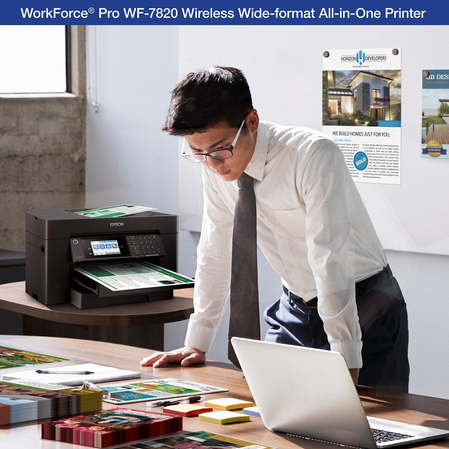Epson Workforce Pro WF-7820 Wireless Duplex All-in-One Wide-Format Printer, Copier, Scanner, and Fax with 50 Page ADF, 250 Sheet Paper Capacity and Mobile Printing, Black