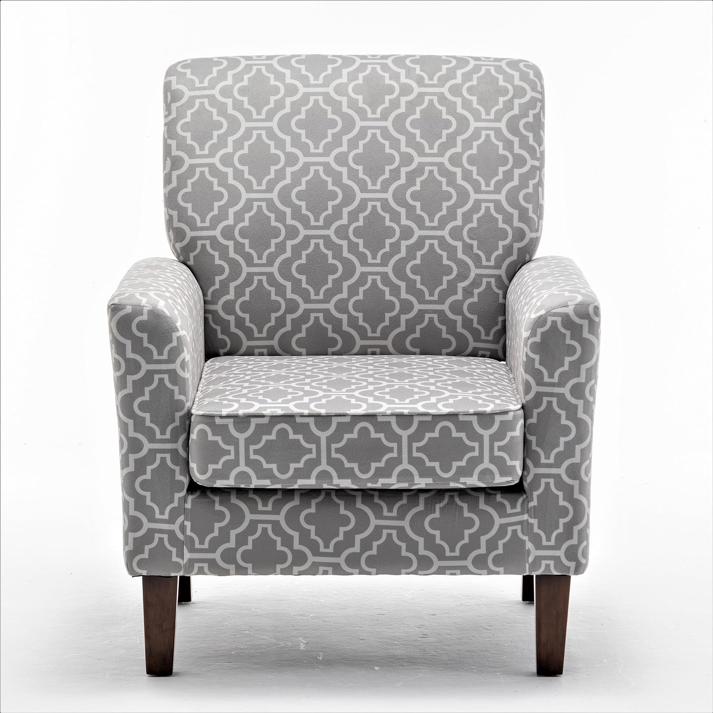 Container Furniture Direct Contemporary Accent Arm Chair with Birch Wood Frame and Velvet Upholstery, Armchair for Office and Living Room Decor, Removable Cushions, 03 Printed Fabric