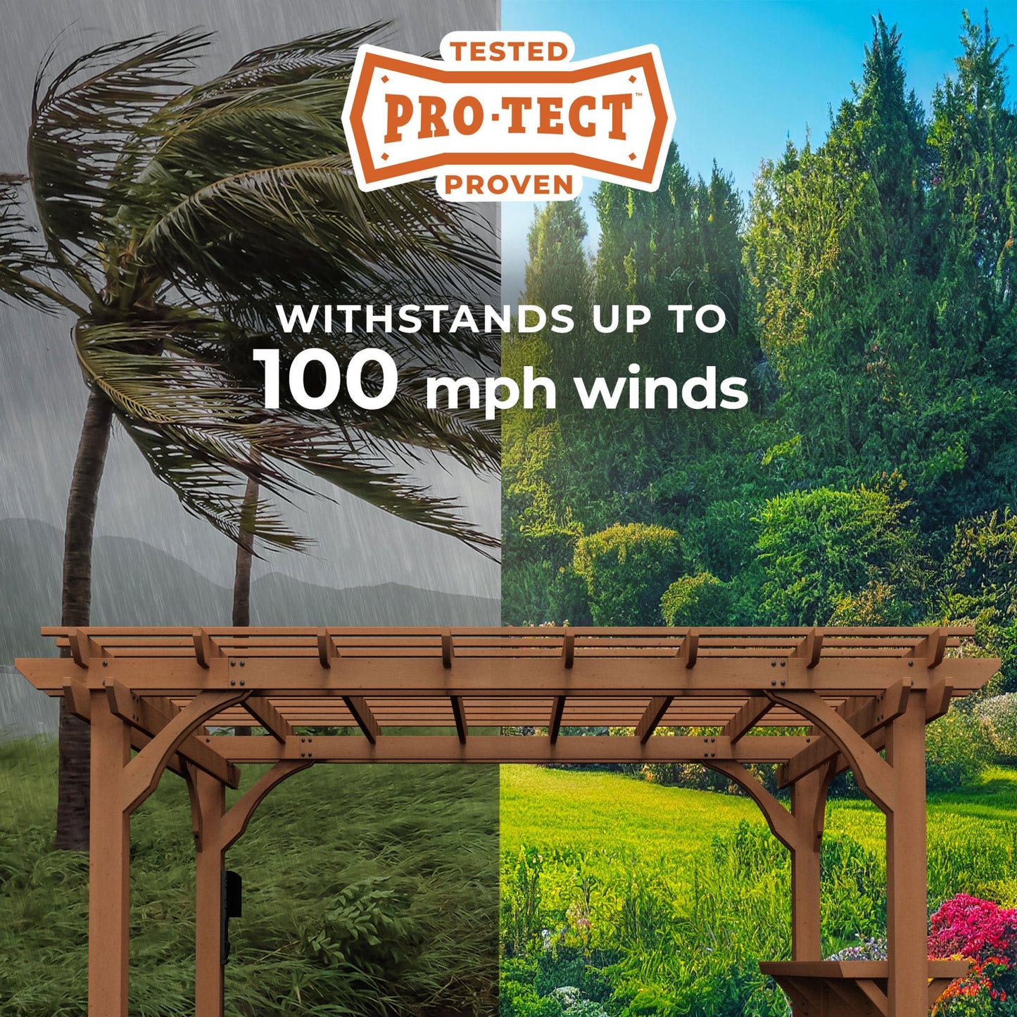 Backyard Discovery Ashland 14' x 10' Cedar Wood Pergola Kit with Trellis Roof, Built-In Bar Top, All-Season Durability, High-Wind Rating, PowerPort, Shade for Outdoor Patio, Deck, Garden, Entertaining