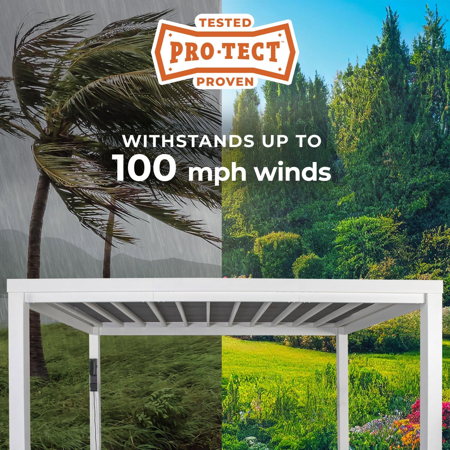 Backyard Discovery Windham 14' x 12' Modern Galvanized Steel Pergola Kit with Shade Sail Canopy, All-Season Durability, PowerPort, High-Wind Rating for Outdoor Patio, Garden, Deck, Entertaining
