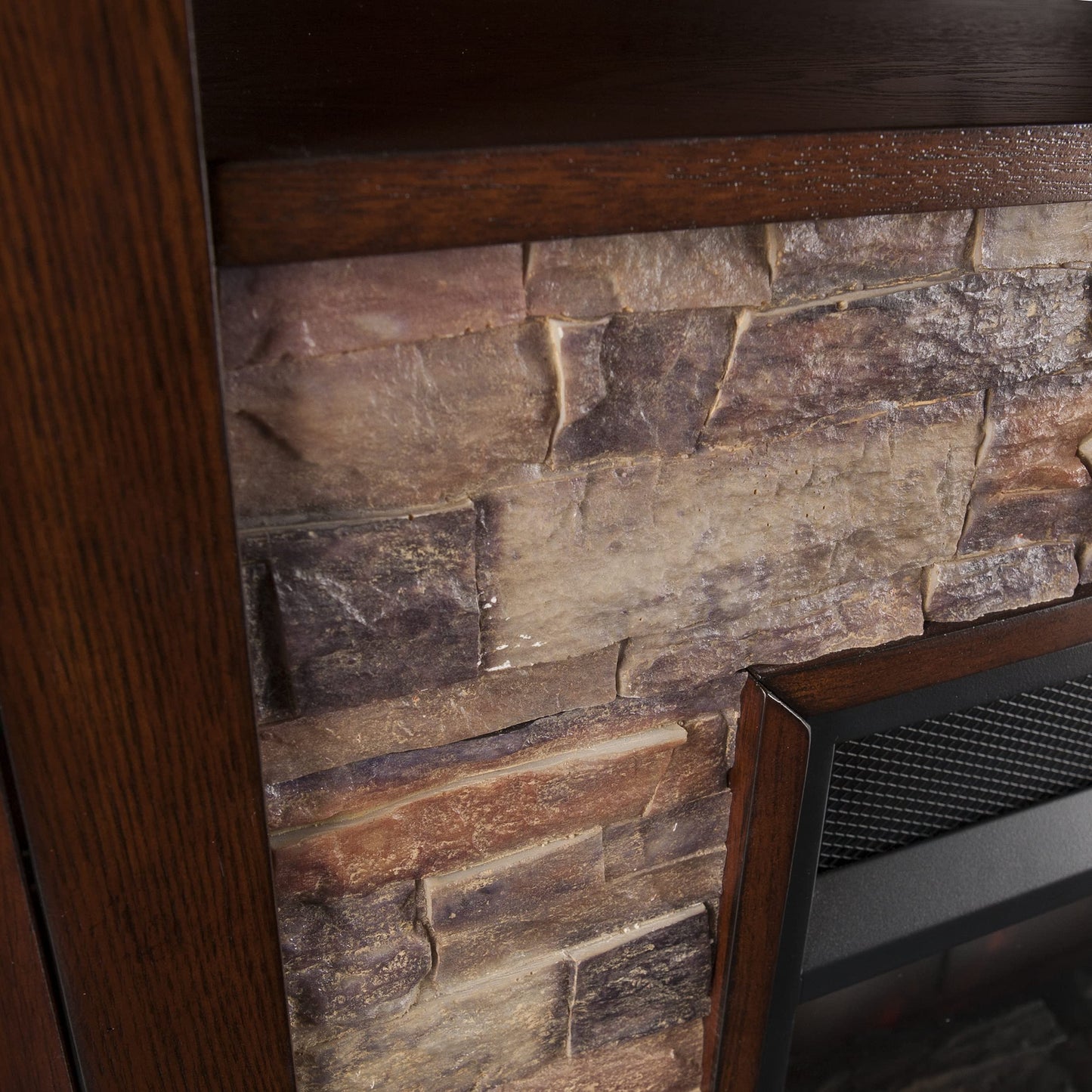 SEI Furniture - Redden Corner-Convertible Electric Fireplace with Touch Screen - Espresso - Transitional Design, Brown Glass and Wood - Ideal for Living Room, Bedroom (FR9392)