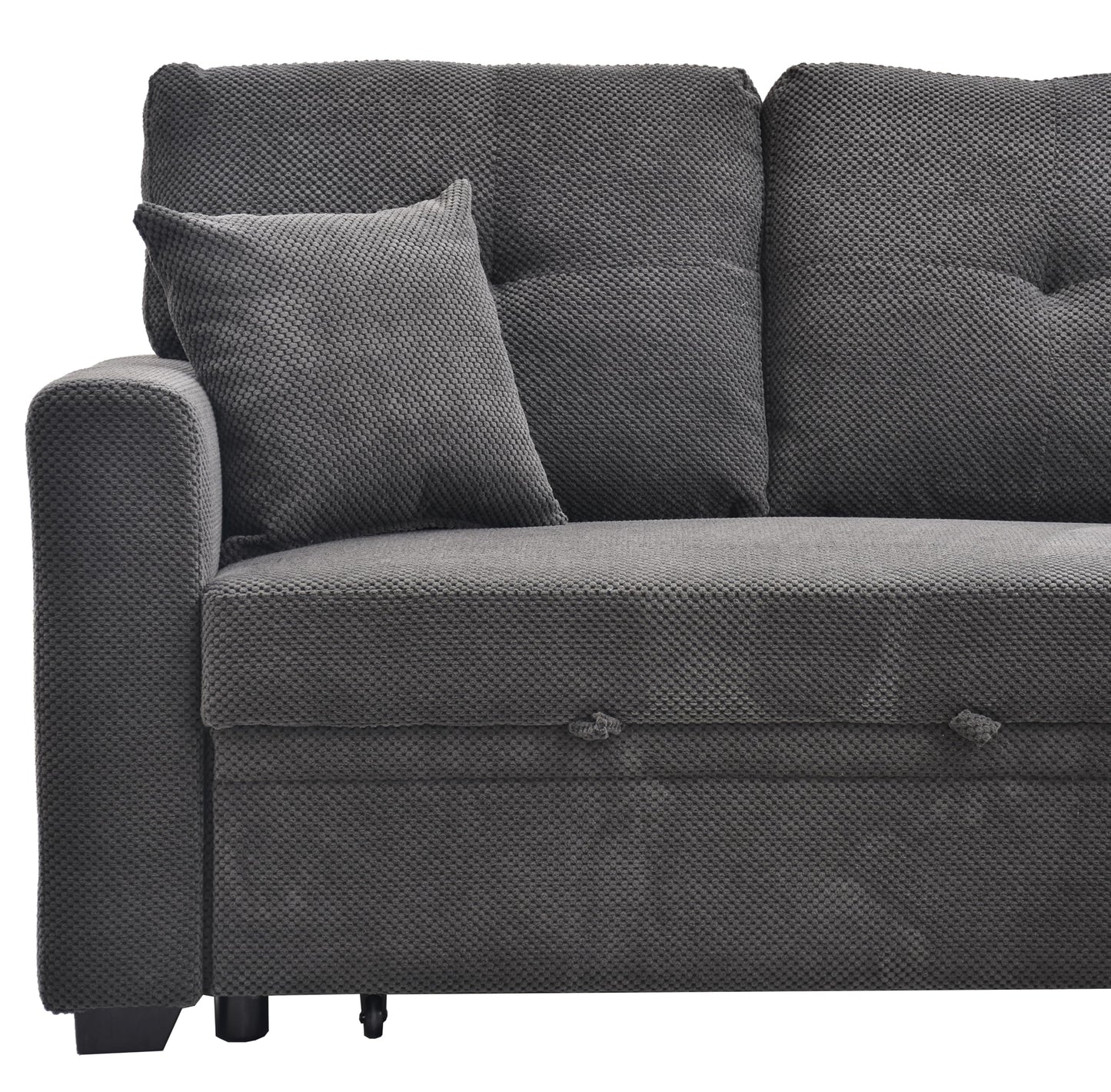 Eafurn 71" L Shaped Sectional Sleeper Sofa Bed with Pull Out Bed, Comfy Fabric Corner Sleeper Sectional Pull Out Couch with Tufted Backrest/Reversible Storage Chaise/2 Pillows