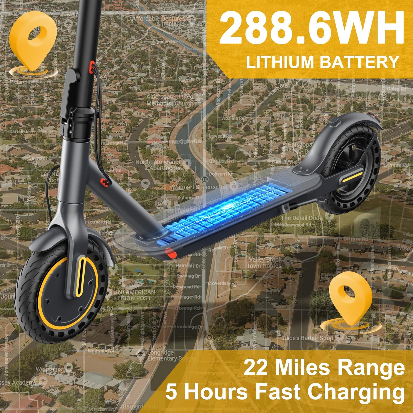 Qlaway 8.5" Aluminum Alloy Frame E Scooter for Adults 19 MPH Sport Escooter 350W Motor, Electric Scooter Up to 22 Miles Range, Bearing 265 LBS/APP Control-Gray