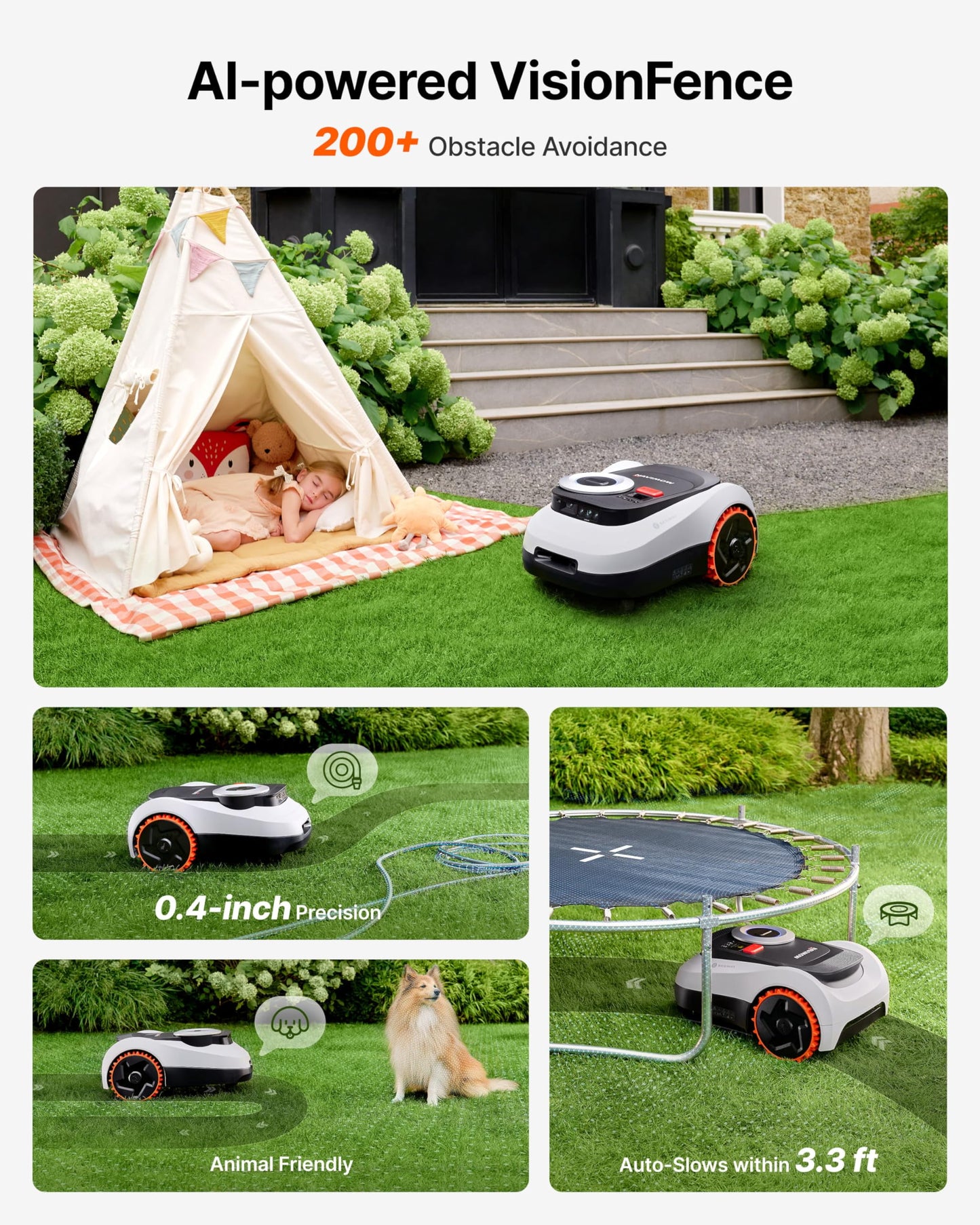 Segway Navimow i215 LiDAR Robot Lawn Mower, Wire Free Robotic Lawn Mower for 0.37 Acre, LiDAR & Vision Dual Fusion, Auto Mapping, Off-Road Wheels for 45% Slopes, Quiet 59 dB(A) Mowing
