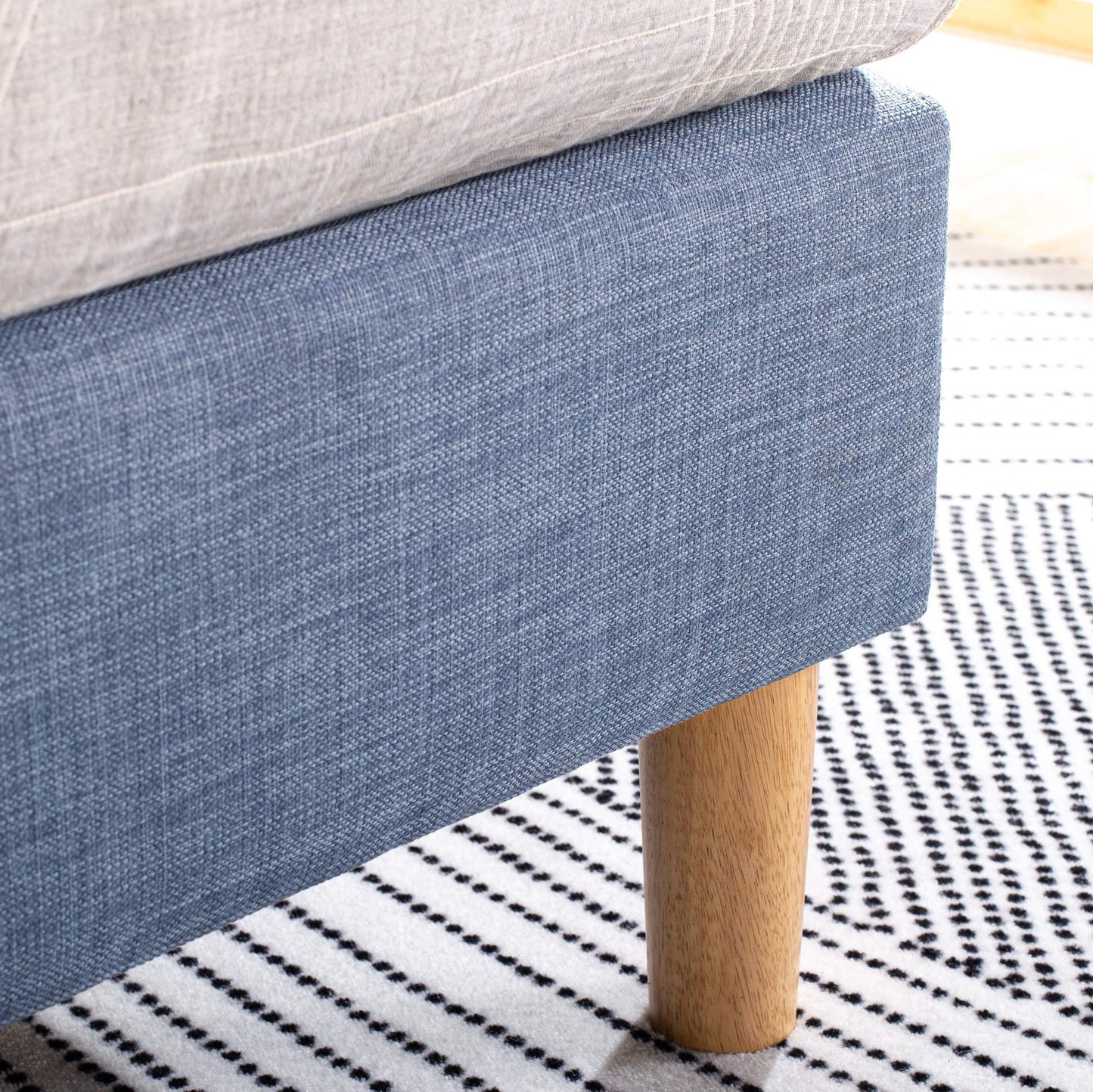 Zinus Lottie Upholstered Platform Bed Frame, Mattress Foundation, Wood Slat Support, No Box Spring Needed, Easy Assembly, Blue Slate, Full