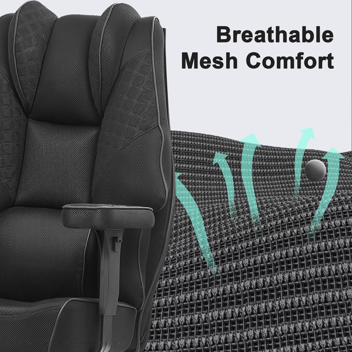 VECELO Big and Tall Office Chair 400lbs, Mesh High Back Computer Chair with Foot Rest, Ergonomic Desk Chair with Lumbar Support and Armrest, Black