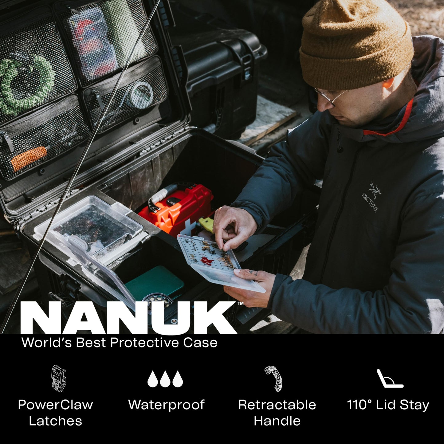 NANUK Trail 80 – 79L (20.9-Gallon) Waterproof Storage Box – Wheeled & Modular Cargo Case for Camping, Fishing, Hunting & Outdoor Storage – Dustproof and Impact Resistant (25.4” x 20” x 14.5”) – Orange