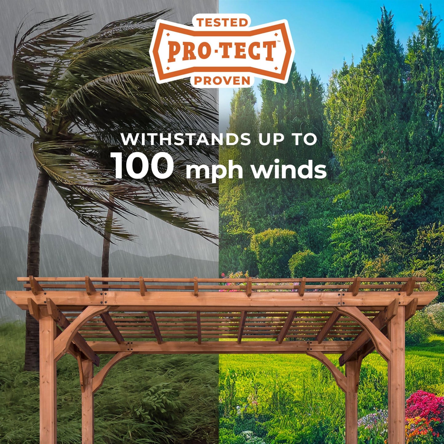Backyard Discovery Beaumont 12' x 12' Traditional Cedar Wood Pergola Kit with Trellis Roof, All-Season Durability, High-Wind Rating, PowerPort, Shade for Outdoor Patio, Deck, Garden, and Entertaining