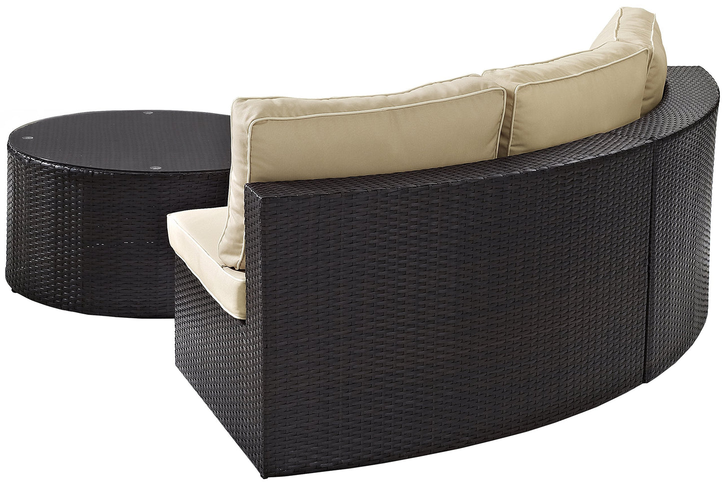 Crosley Furniture Catalina 2-Piece Half Moon Outdoor Sectional Sofa Wicker Conversation Patio Furniture Set, Brown