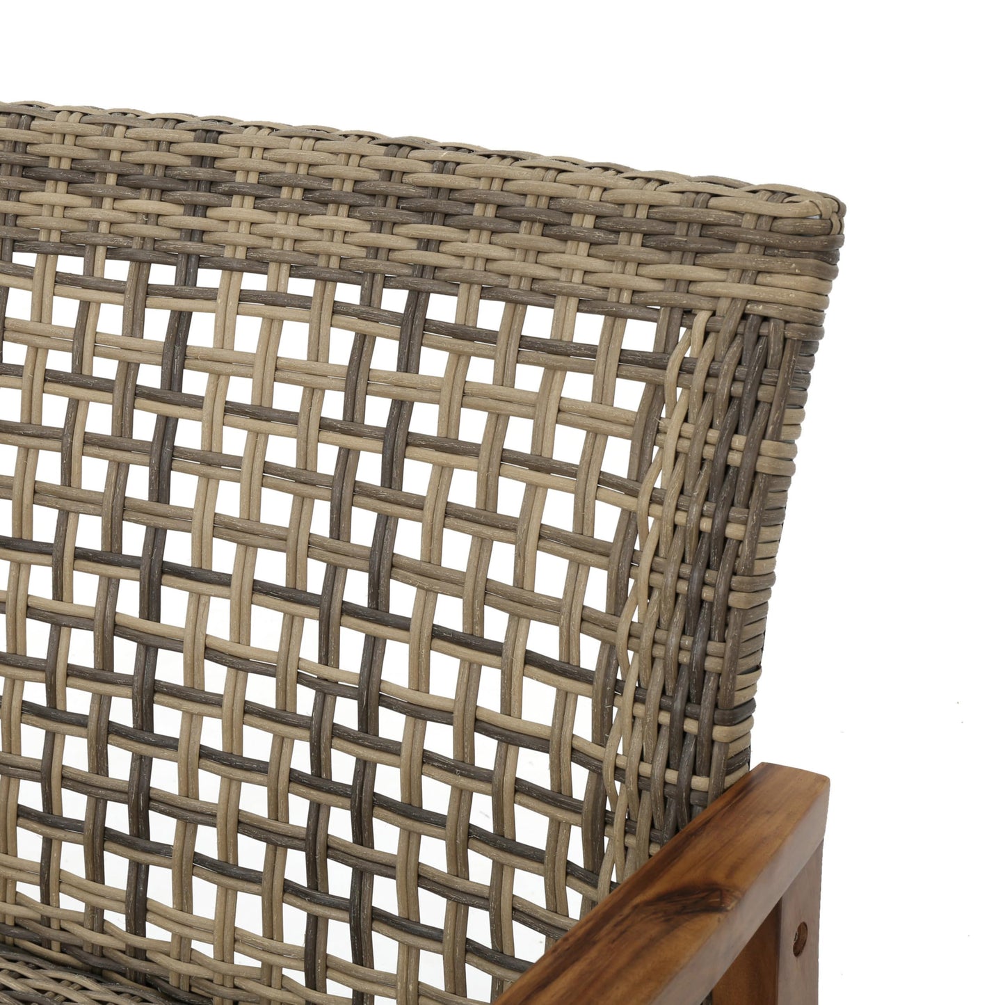 Christopher Knight Home Hamptom Outdoor Acacia Wood and Wicker Conversation Set with Loveseat, Gray