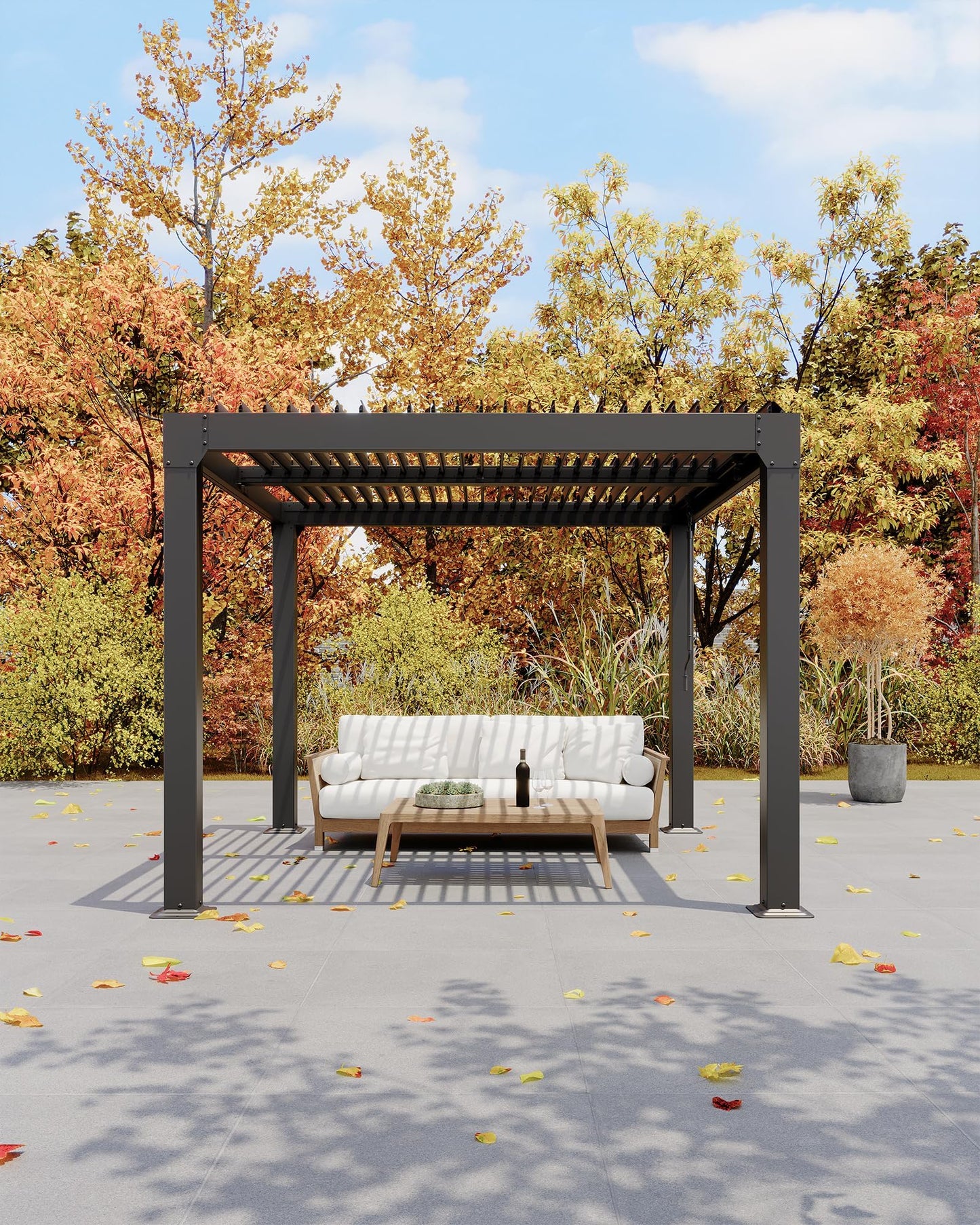 Garvee Louvered Pergola 10x10Ft, Outdoor Pergolas with Adjustable Louvered Roof, Reinforced Aluminum Frame, Integrated Drainage System, Outdoor Gazebo for Deck, Patio, Backyard and Garden