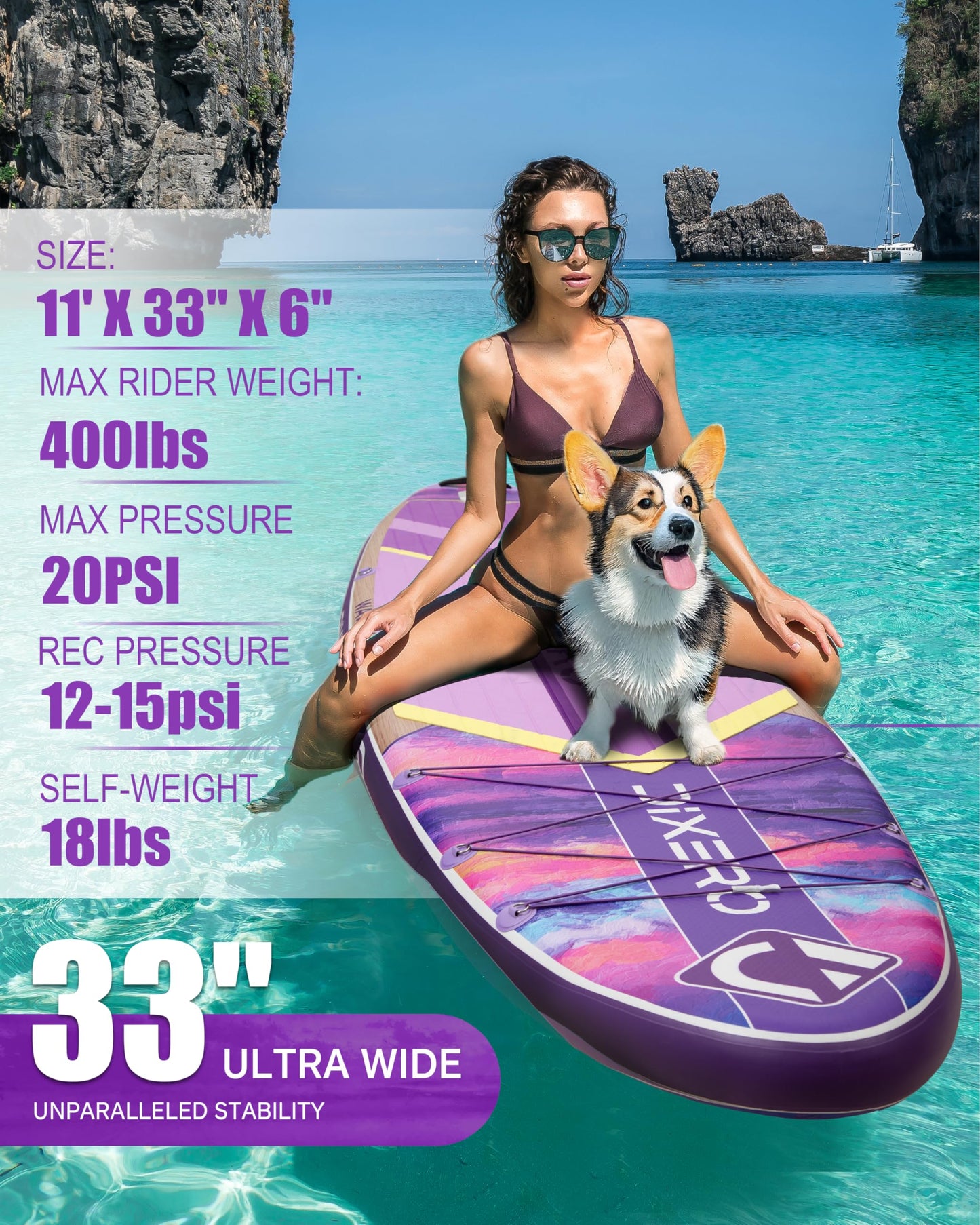 Dixero Inflatable Stand Up Paddle Board with SUP Accessories, Anti-Slip EVA Deck, 11'*33" Inflatable Paddle Boards for Adults & Youth of All Skill Levels