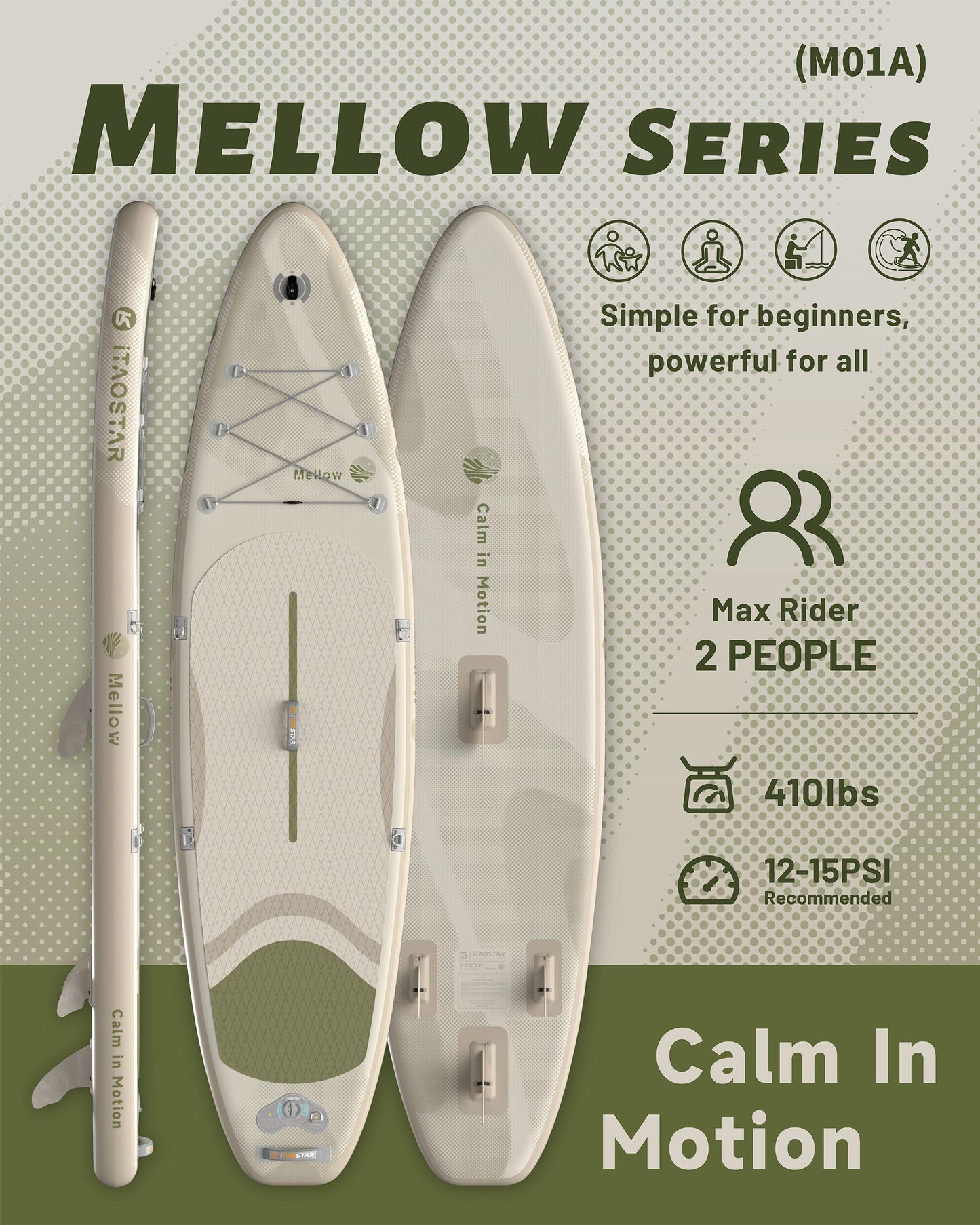 iTAOSTAR M01A 11’×33" Stand Up Paddle Board - Premium SUP Board Kit with 5 Fins - Inflatable Paddleboard for Beginner & Youth - All Skill Levels - for Lakes, Oceans & Fishing