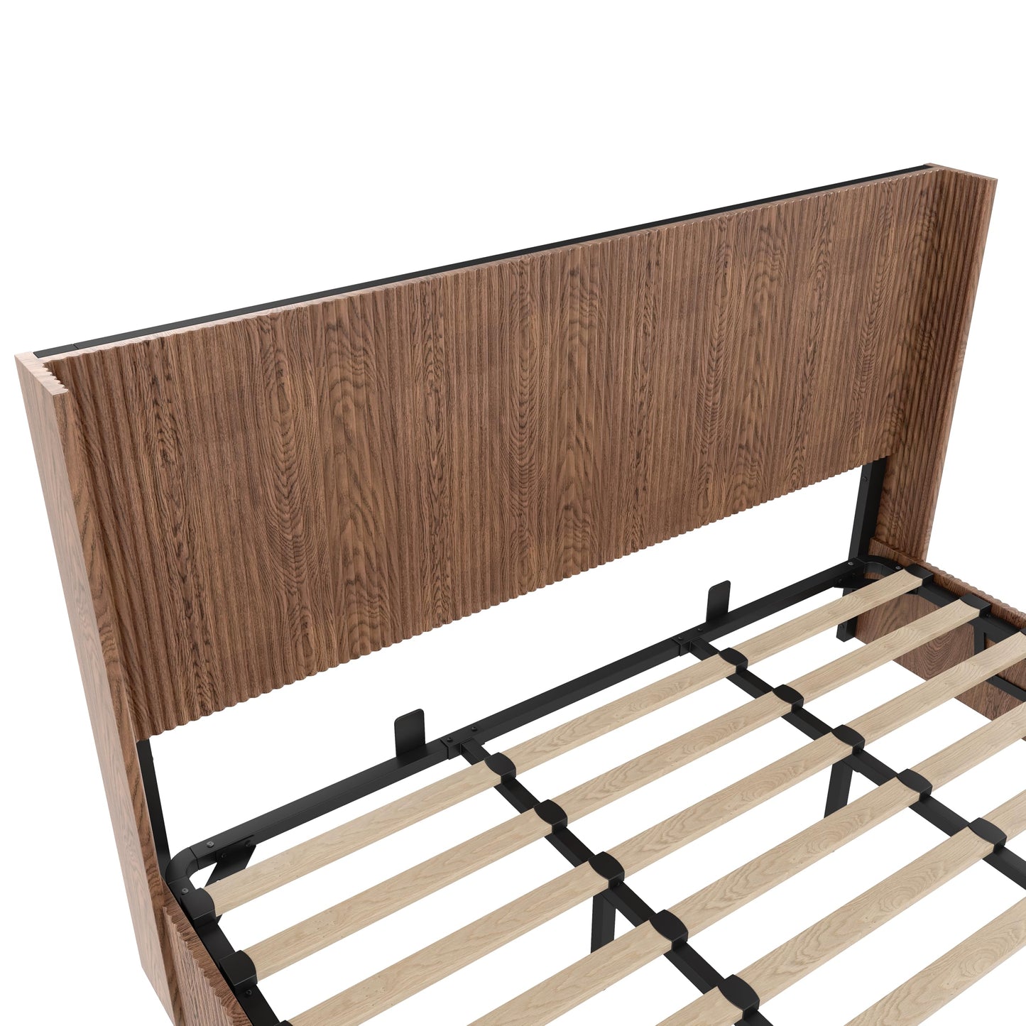 KEIKI King Size Lift Storage Bed Frame with Headboard, Hydraulic Gas Lift Platform Bed with Hidden Storage, Noise-Free Wood Bed Frame, Heavy Duty 1000 lbs, No Box Spring Needed, Walnut