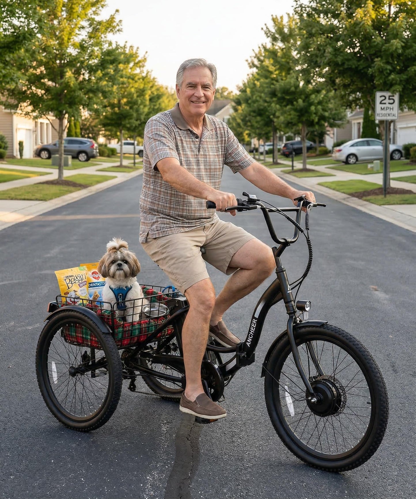ANCHEER Electric Tricycle for Adults, Peak 600W Electric Trike, 24" 499Wh Folding 3 Wheel Ebike for Adults & Seniors, 15.5MPH & 55Miles Electric Bike, Rear Differential, Rear Basket UL2849 Compliant