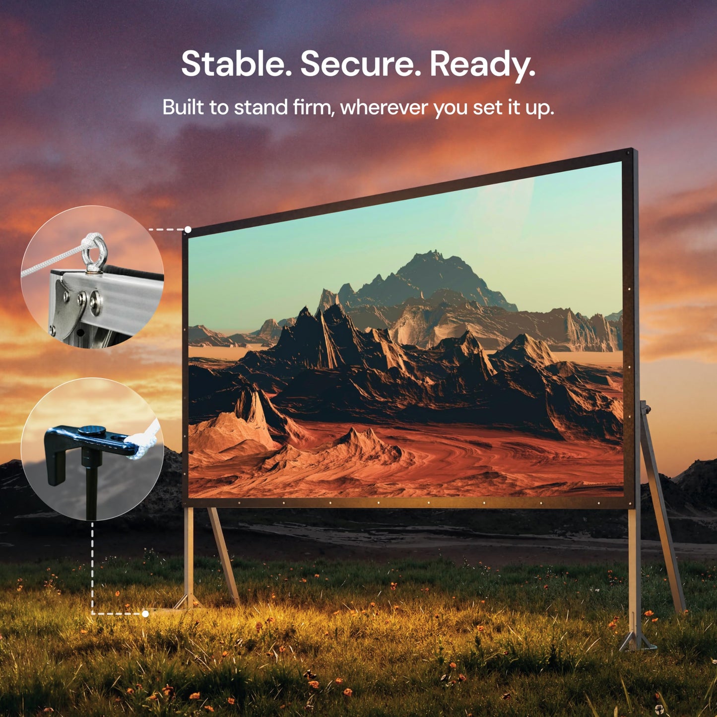 Valerion 150" Outdoor Projector Screen with Stand – 3-Min Setup, Wheeled Carry Bag, 4K/8K UHD Support, Freestanding, Portable Alloy Frame, 16:9 HD, Lightweight for Camping, Backyard, Home Theater
