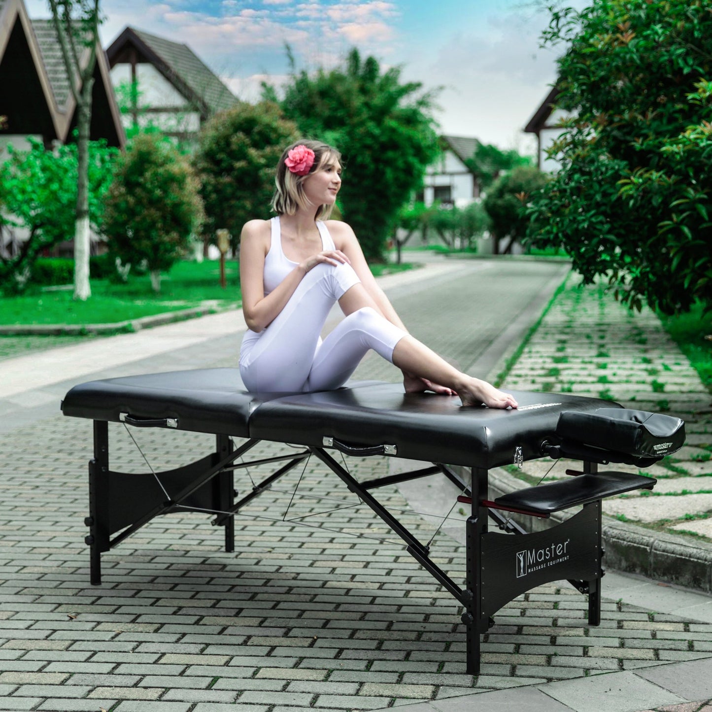 Master Massage 30" Galaxy Professional Portable Massage Table Package with Accessories in Black - Memory Foam Cushioning - Tattoo Table- Spa Salon Beauty Facial Bed