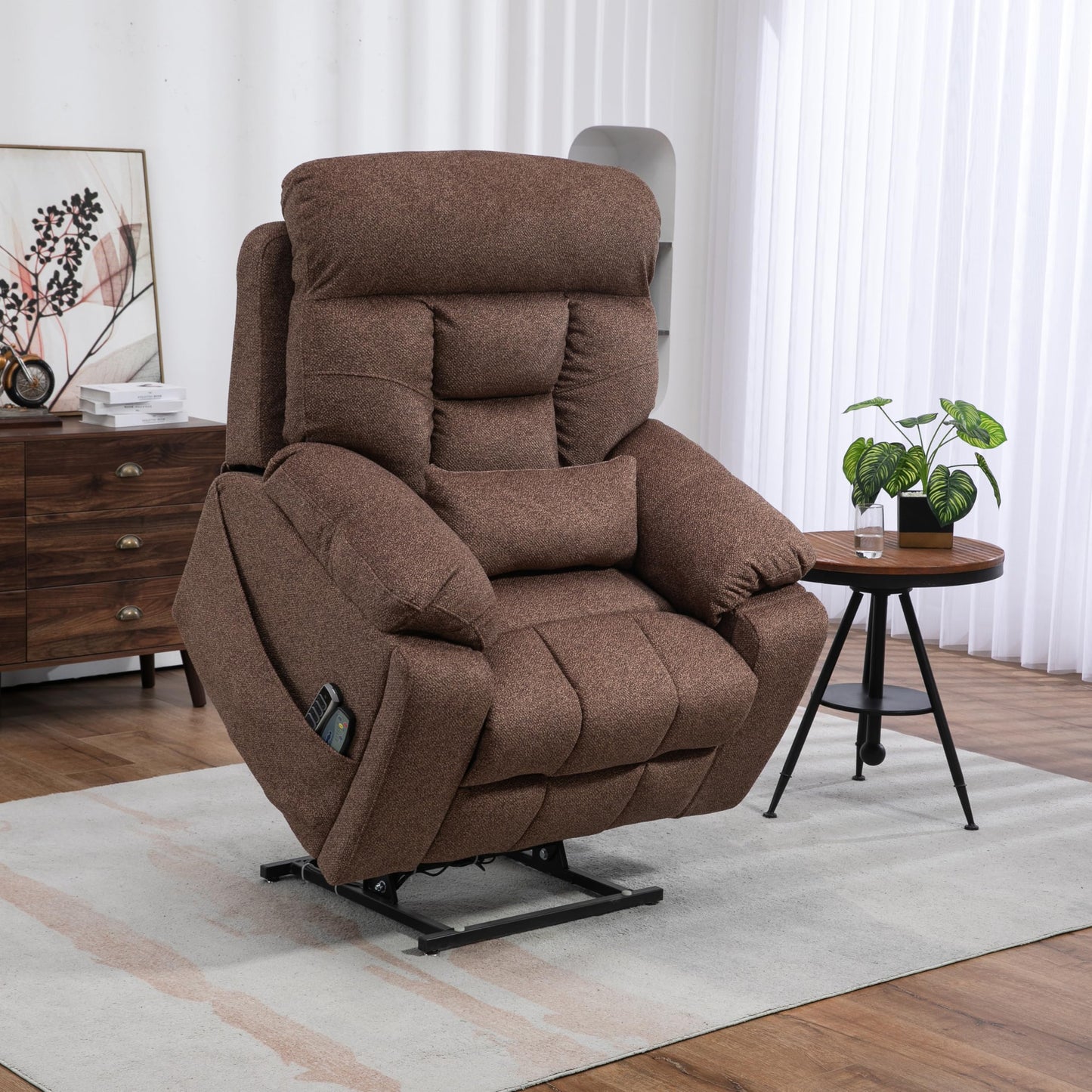 4 Motors Oversized Electric Lift Chair Power Recliner Sofa Chair for Adults with Massgae,Heat and Hidden Cup Holders, 180° Infinite Electric Reclining Armchair Comfy for Living Room, Bedroom,Office