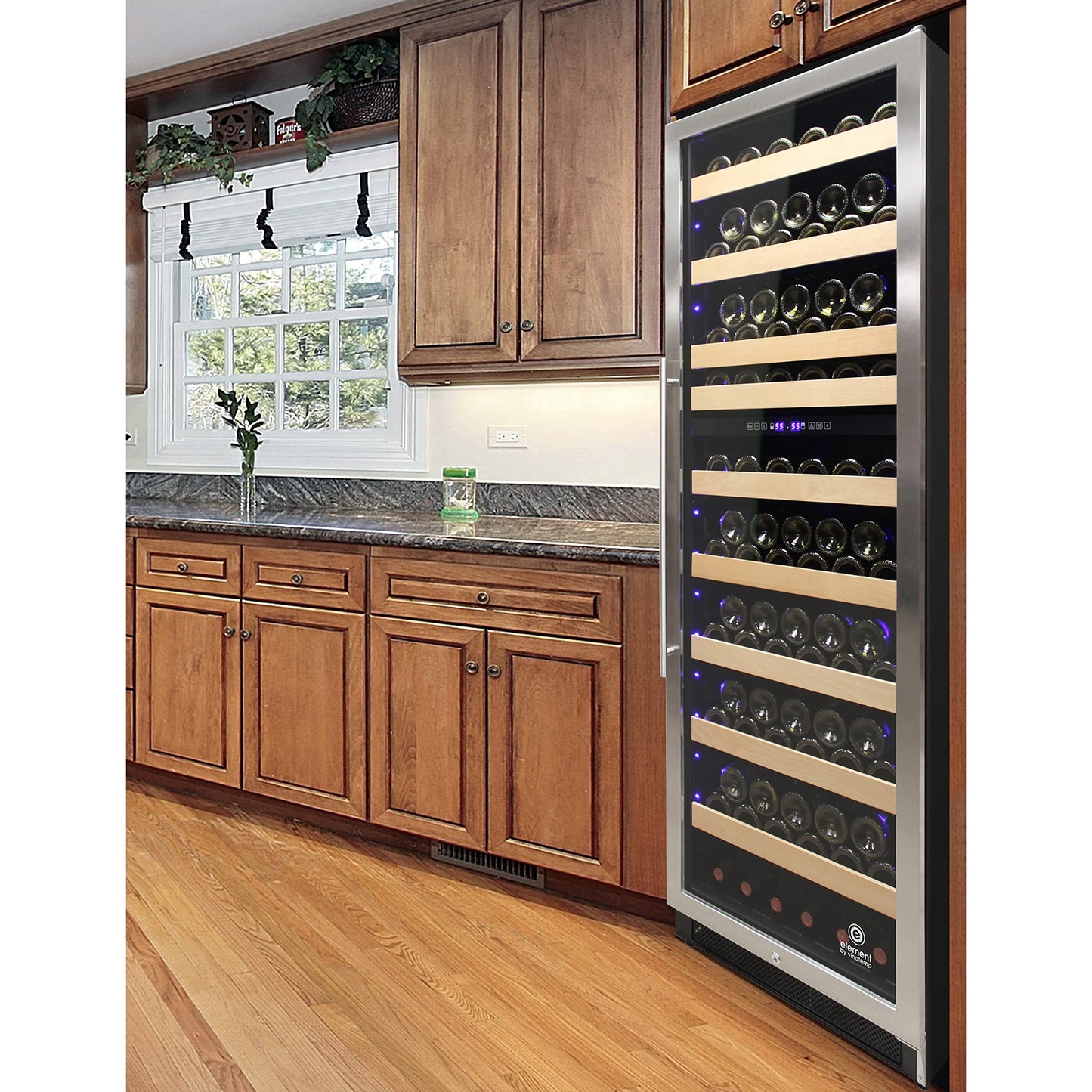 Vinotemp 215 Bottle Wine Cooler Refrigerator, Built-in or Freestanding Wine Fridge with Digital Temperature Control, Glass Door and Safety Lock, Right Hinge, 215 Bottle, Black