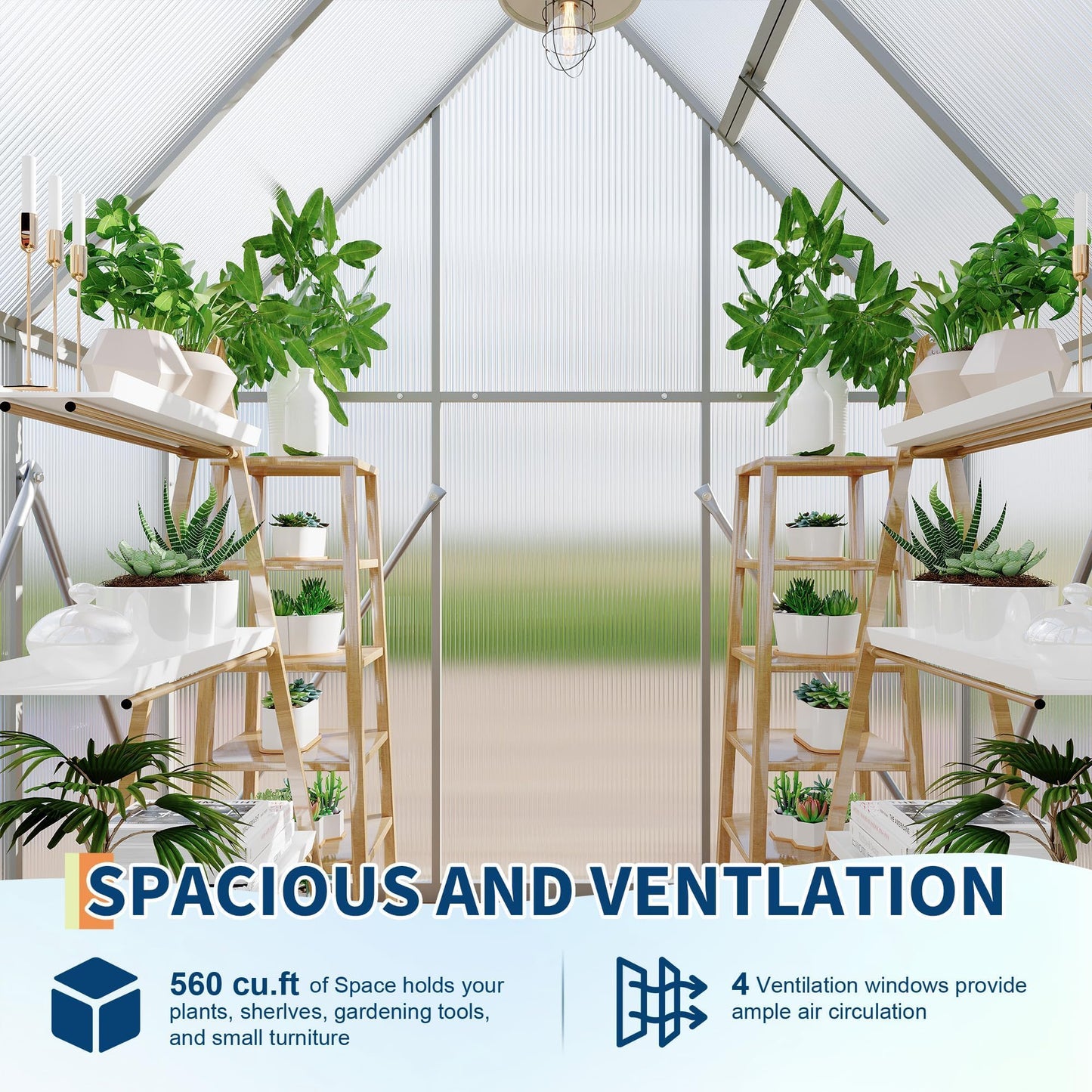 6×4 ft Outdoor Greenhouse, Large Walk in Greenhouses for Outdoors and Garden Planting, Enhanced Aluminum Frame, Quick Setup Structure, Green Houses for Outside Backyard, Garden, Patio, Silver