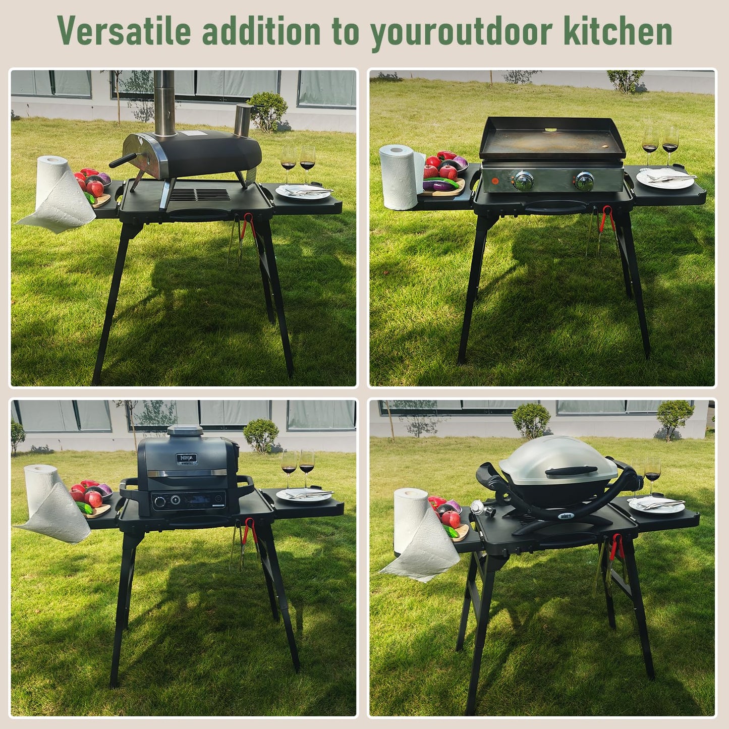 26"/30"/34" Portable Outdoor Grill Stand for Ninja Woodfire Outdoor Grill(OG701 OG850 OG951 OO101 Series), 51in Large Space, Upgrade Height & Quick-Fold Stand for Blackstone Griddle/Onni Pizza Oven