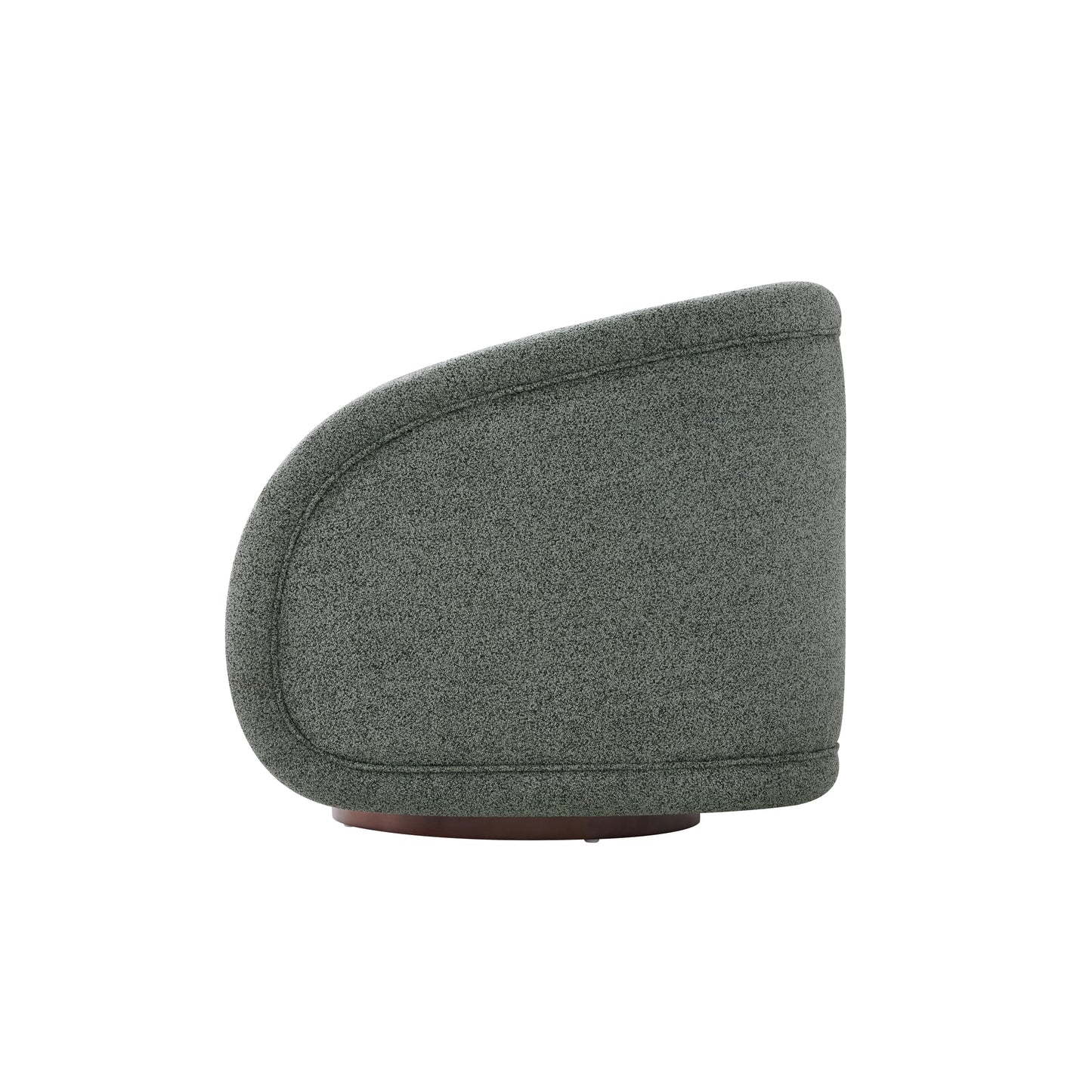 Christopher Knight Home Sabbo Swivel Chair with Solid Wood Base, Comfy Swivel Accent Chair with Curved Design, Boucle Upholstered Lounge Sofa Chair for Living Room/Bedroom, Gray Green + Walnut