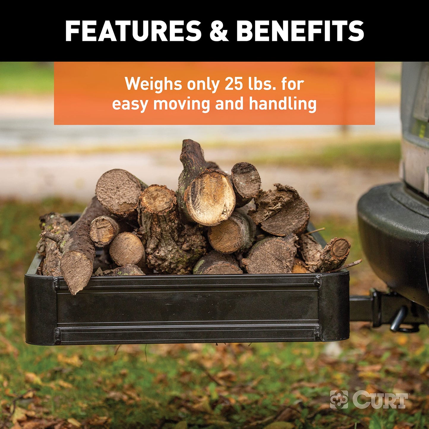 CURT 18113 49 x 22-1/2-Inch Black Aluminum Hitch Cargo Carrier, 500 lbs Capacity, 2-in Fixed Shank