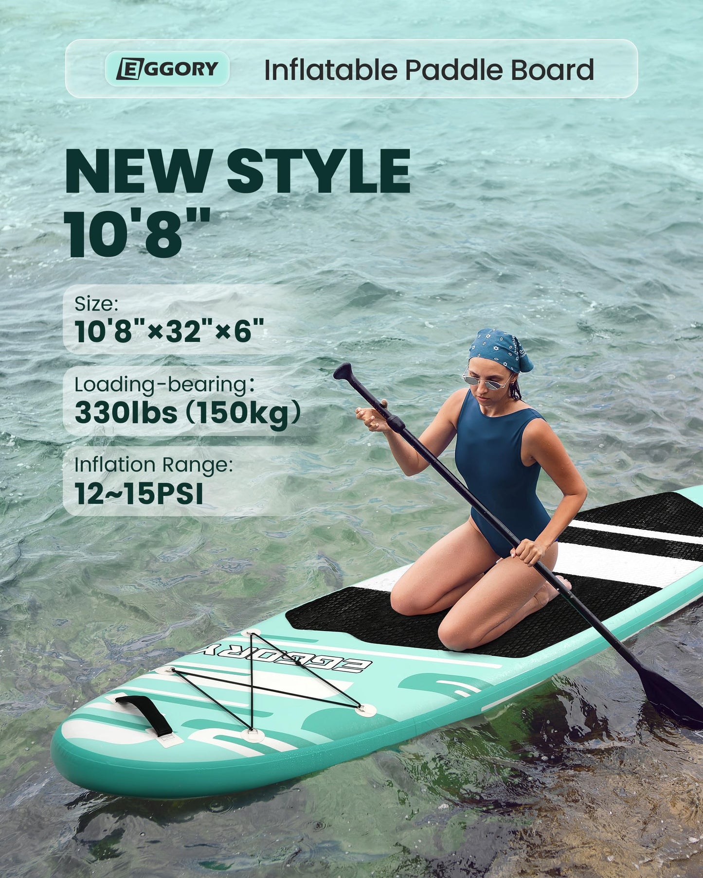 Inflatable Paddle Board,Stand Up Paddle Board Set, Extra Wide SUP Board with Removable Fin, Floating Paddle, Hand Pump, Ankle Leash, Traveling Board