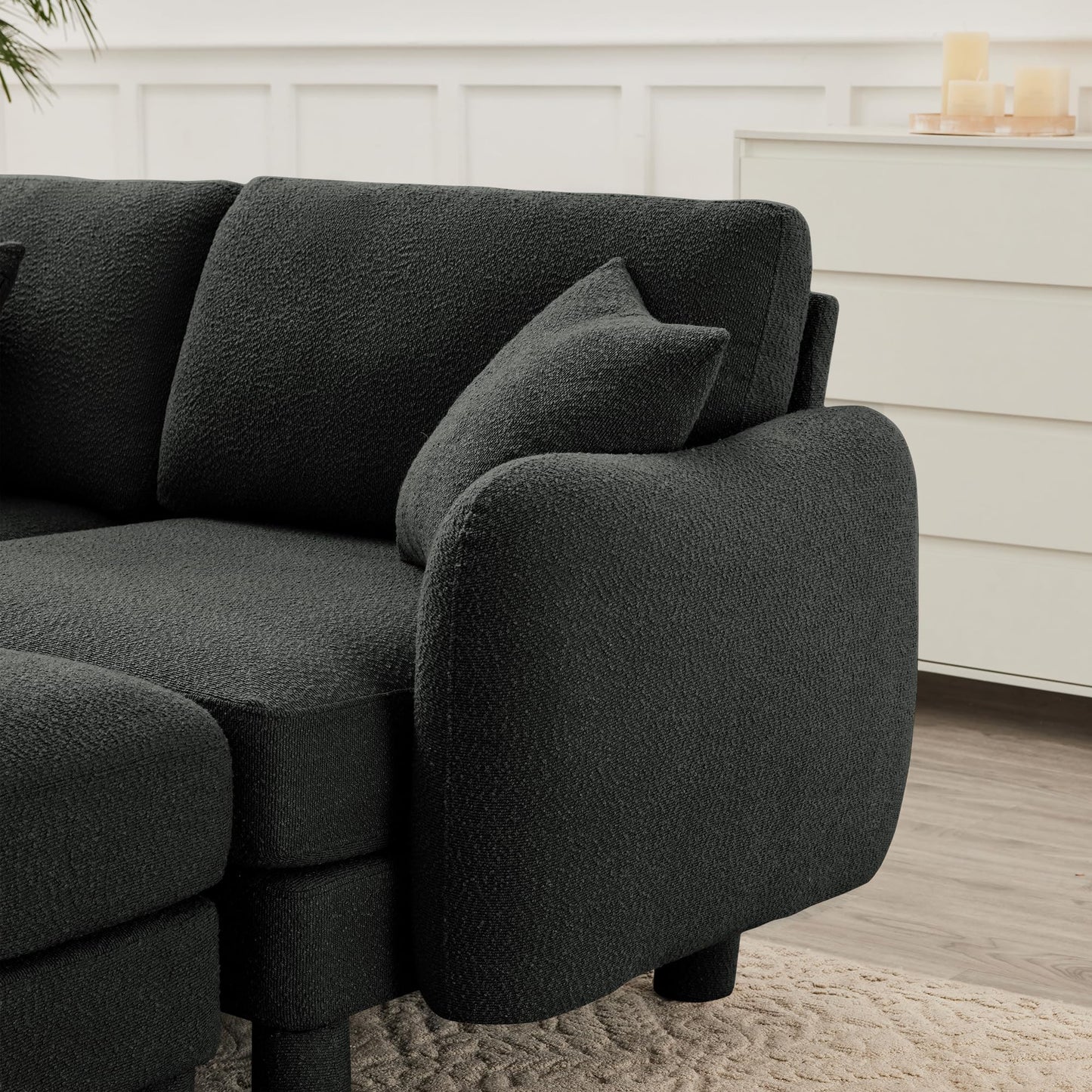 Eafurn 78" Modular Sectional Loveseat Sofa, Comfy L Shaped Sofa Couch, Boucle Chenille Love Seat Modular Sectional Couch with Movable Ottoman for Living Room, Bedroom