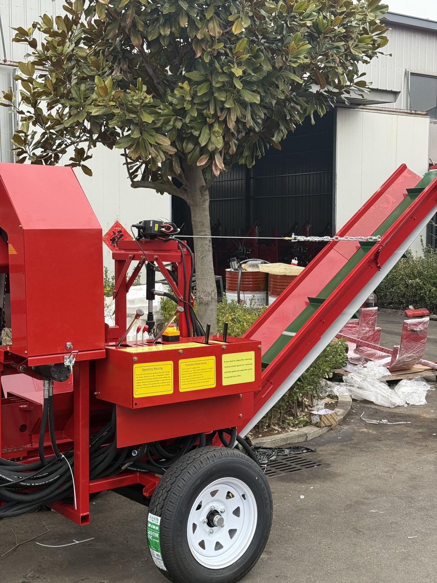 BORUITE 45 ton 19.6 inch log splitter firewood processor equipped with trailer hitch safety emergency stop protection steel body and powerful GX630 engine suitable for personal use