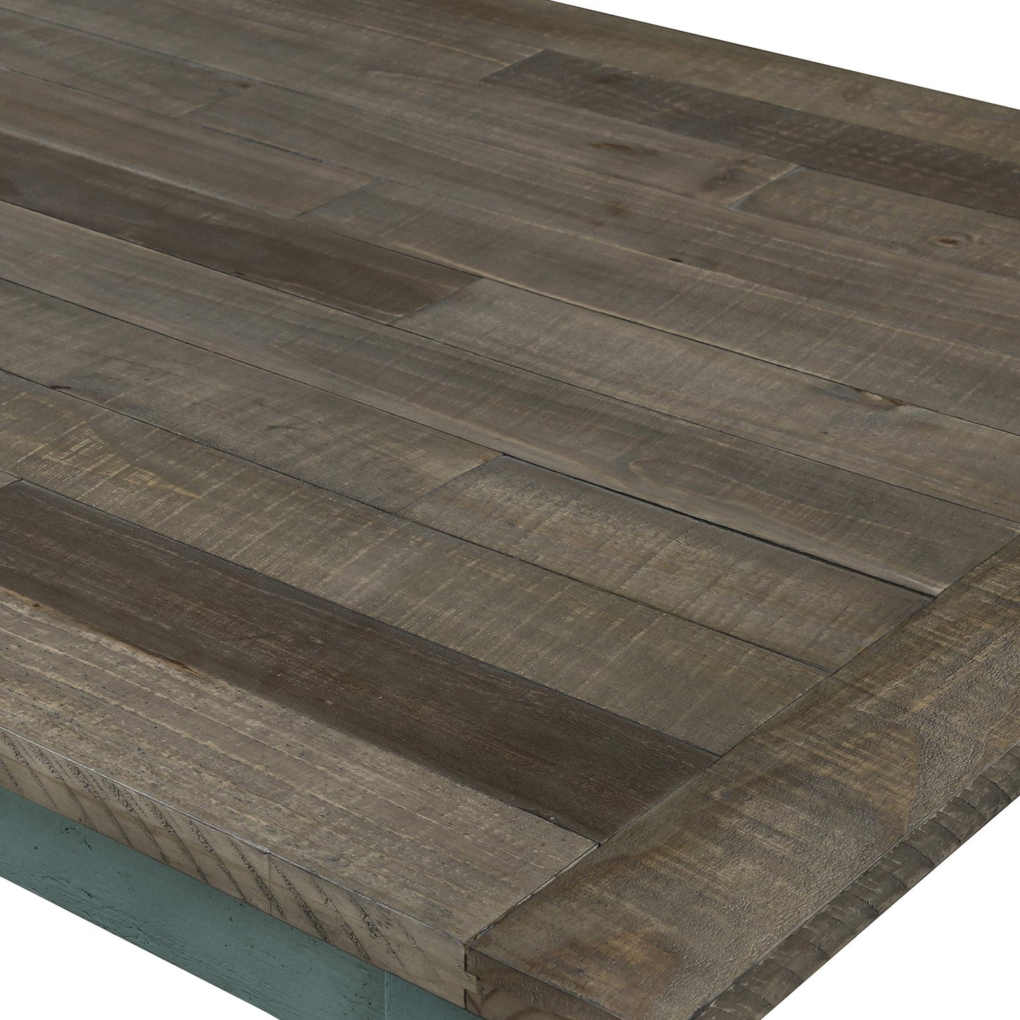 Roundhill Furniture Prato Two-Tone Finish Wood Dining Table, Blue and Brown