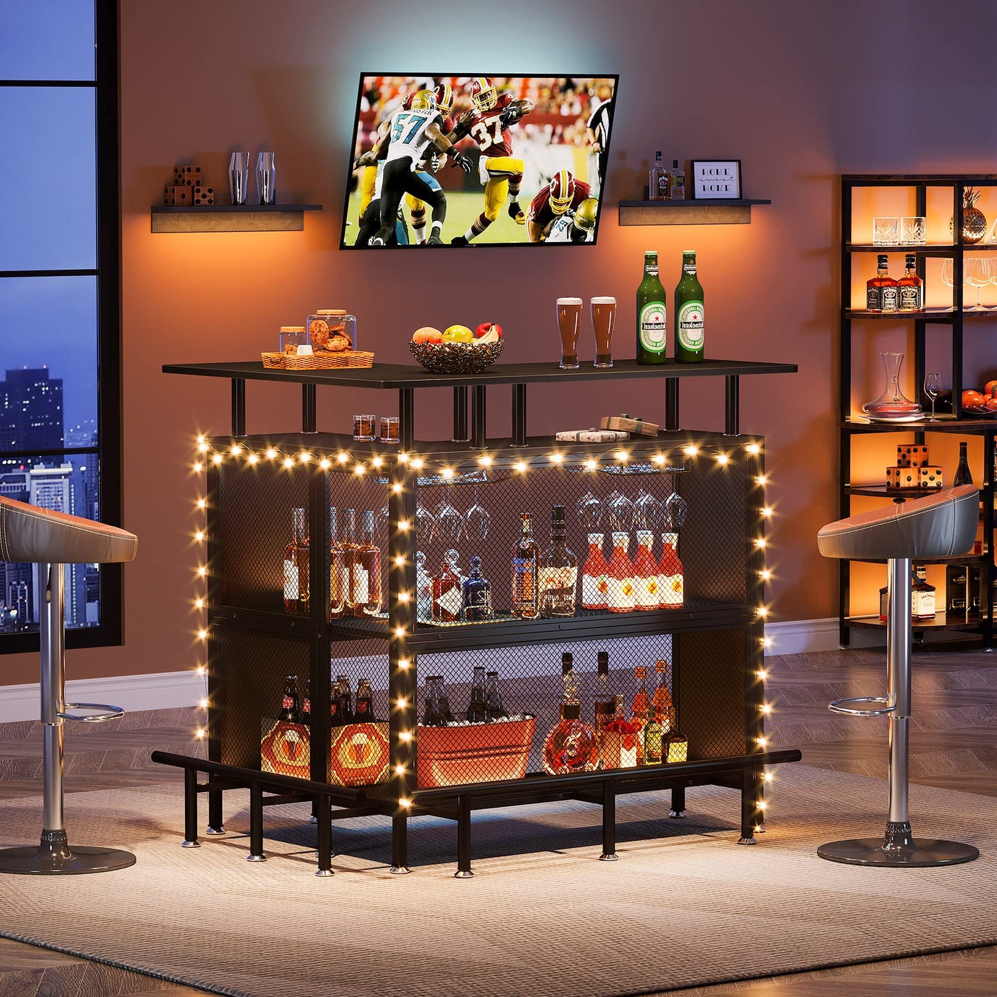 LITTLE TREE Home Bar Unit Mini Liquor Table Cabinet