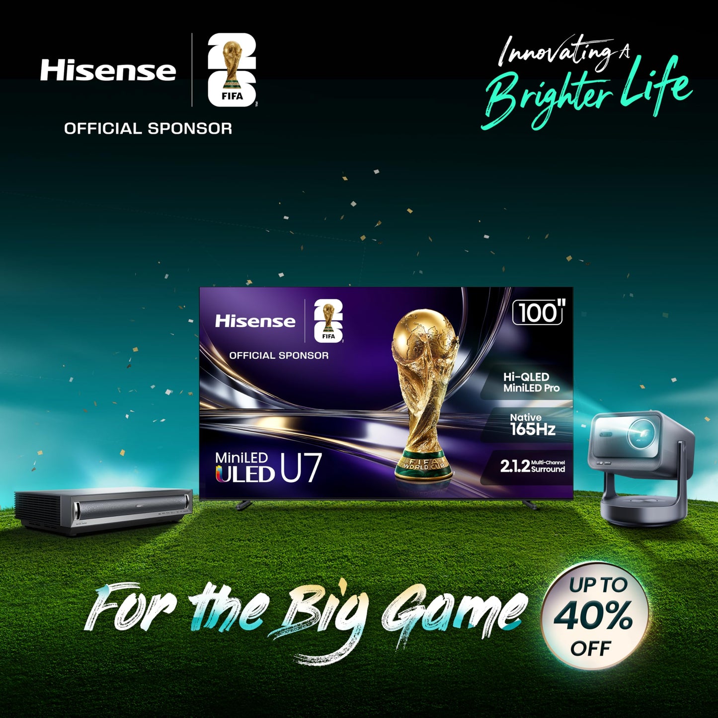 Hisense PX3-PRO Ultra Short Throw Triple Laser Projector, 4K UHD, 80” – 150”, 3,000 Lumens, 3000:1 Contrast, Dolby Vision & Atmos, IMAX Enhanced, 240 High Refresh Rate, Google TV, Designed for Xbox