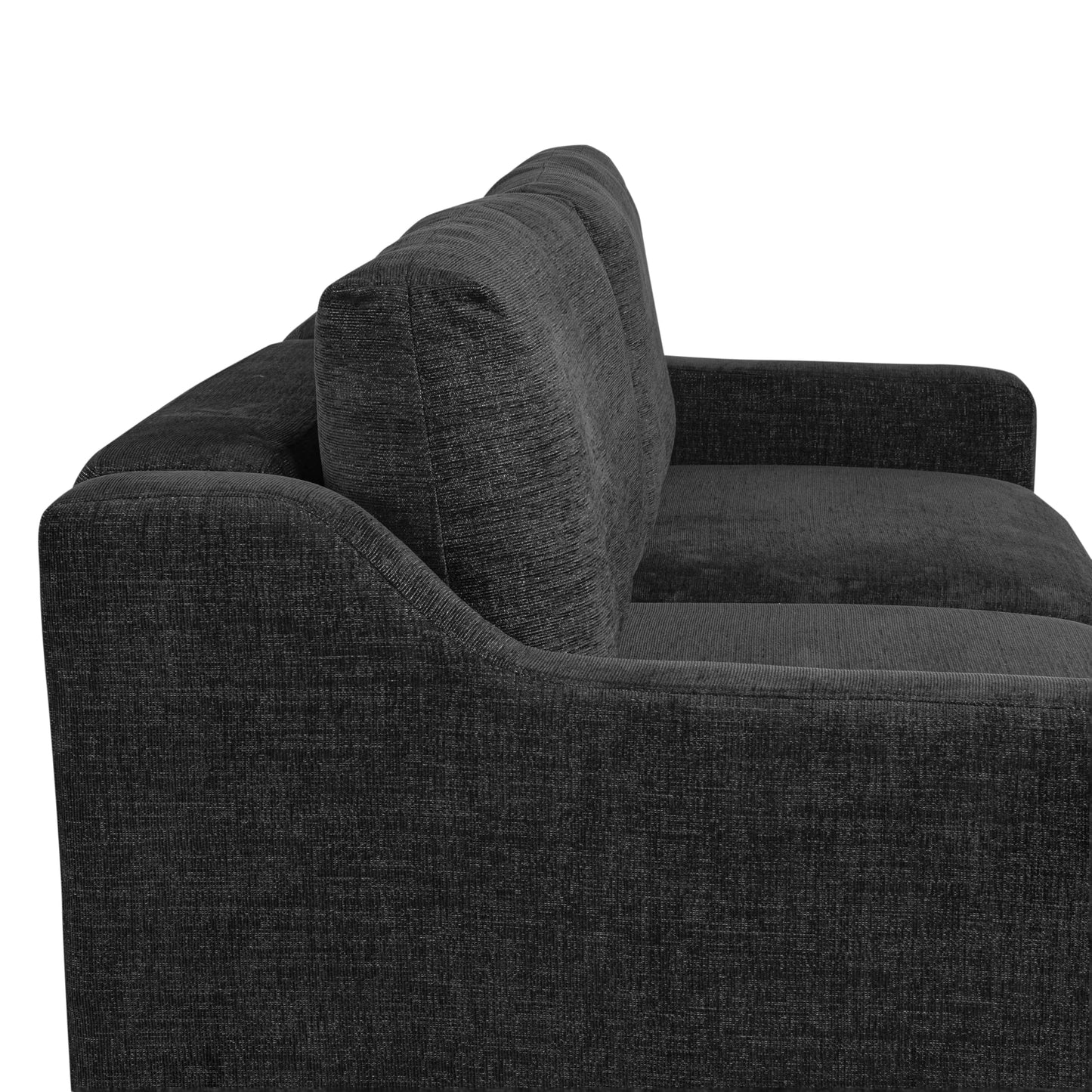 Serta Glendale 90.2" Queen Size Wall-Hugging Convertible Sofa, Dreamcoil Comfort, Chenille Fabric, Black