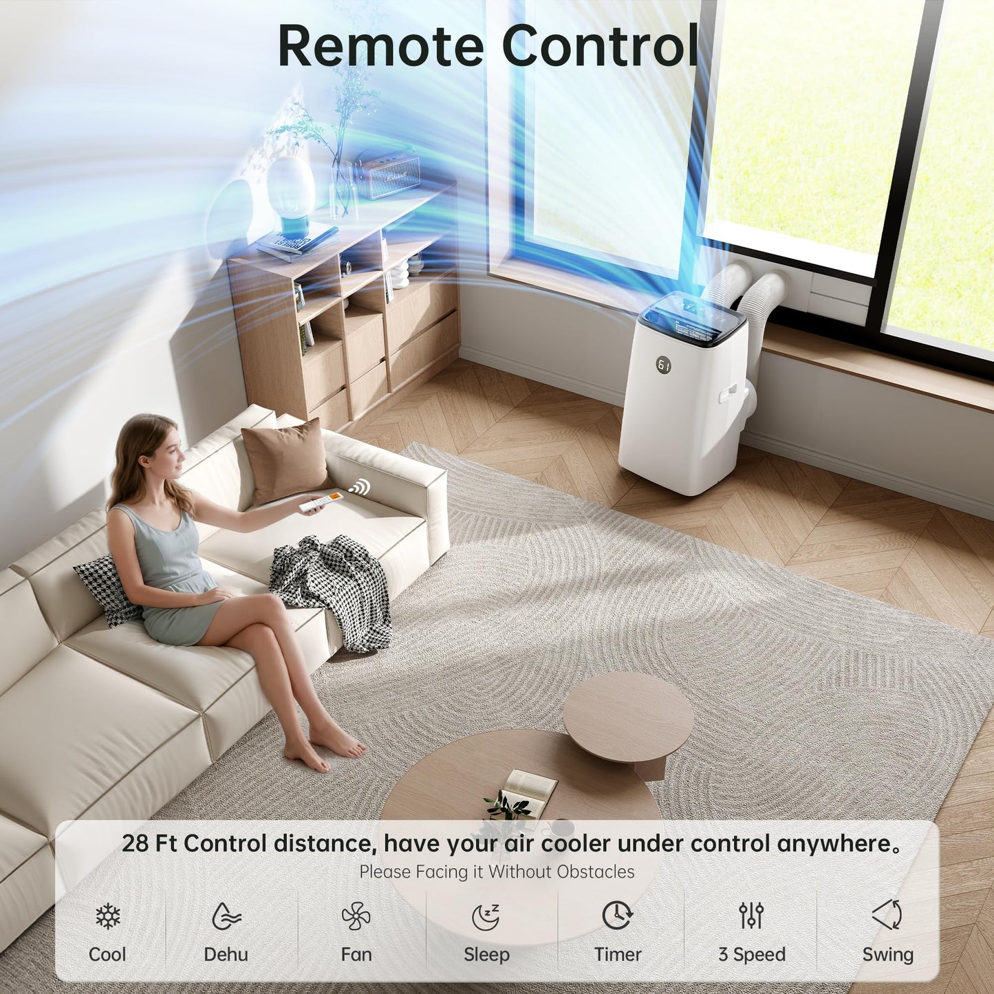 Humhold 14000BTU Portable Air Conditioners Inverter Technology,Dual Hose Fast Cooling Portable AC Unit for Large Room up to 700 sq.ft, w/t Dehumidifier & Fan, (42dB) Quiet Sleep Mode, Remote Control