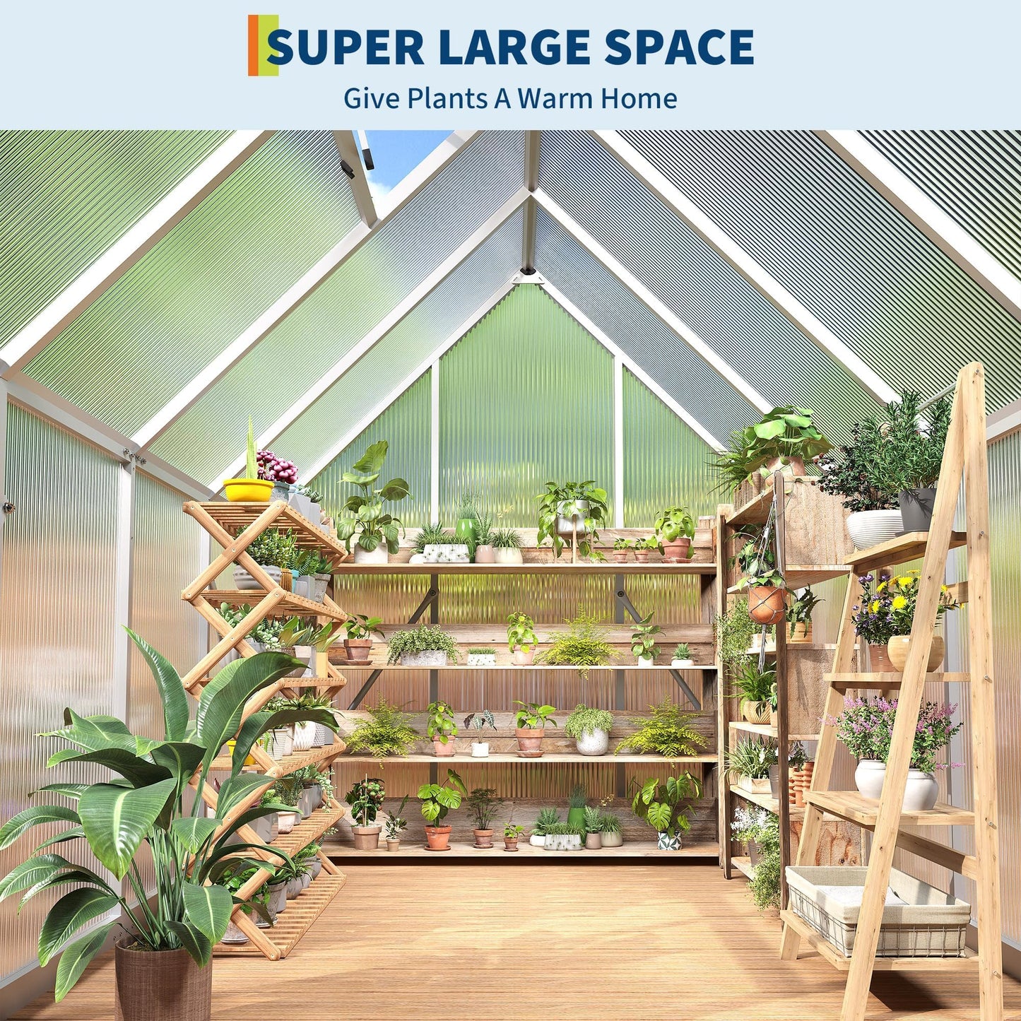 6x7 FT Outdoor Polycarbonate Greenhouse with Lockable Door, Adjustable Roof Vent, and Windproof Aluminum Frame, Walk-in Design for Backyard or Lawn