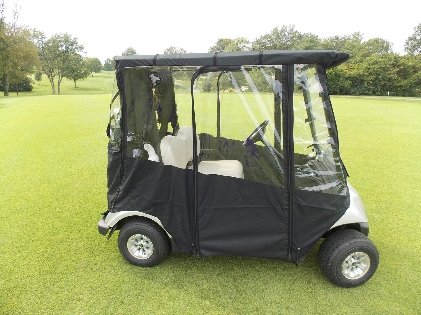 Premium Golf Cart Cover - Portable & Drivable 4- Sided Heavy Duty Marine Grade Fabric Yamaha Drive and Drive 2 Golf Cart Cover Black