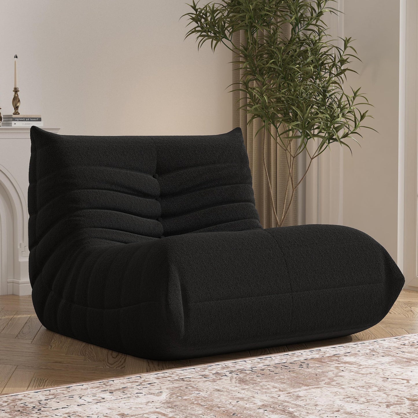 YVDNHP Bean Bag Chair, Memory Foam Bean Bag Sofa Large Bean Bag Chair for Adults, Bean Bag Chairs for Teens with High Density Comfortable Foam, Memory Foam Lazy Sofa for Living Room, Bedroom (Black)