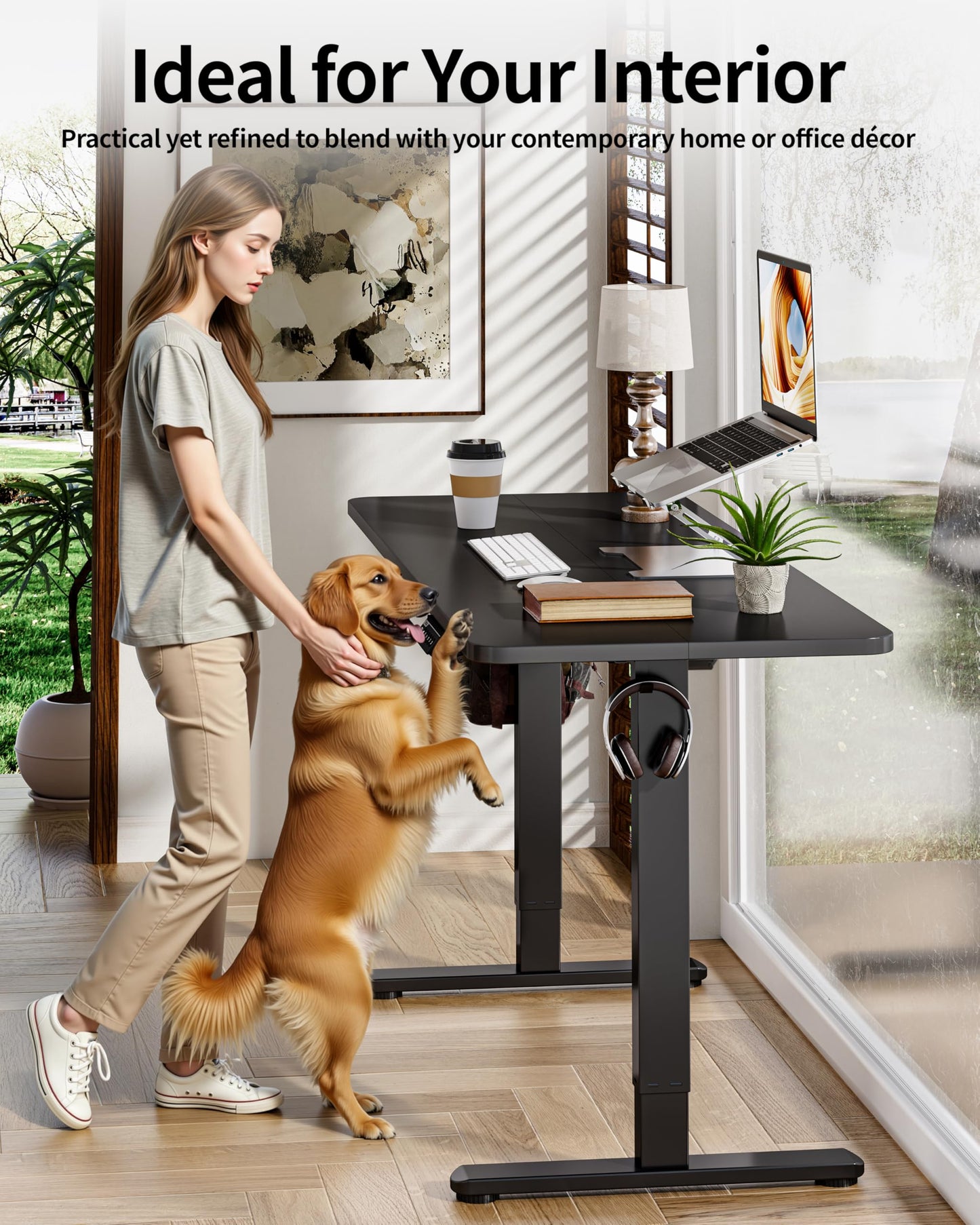 BIZUM Electric Standing Desk 60 x 24 Inch Computer Desk-Gaming Desk Black Home Office Desks Height Adjustable Memory Stand Up Computer Workstation