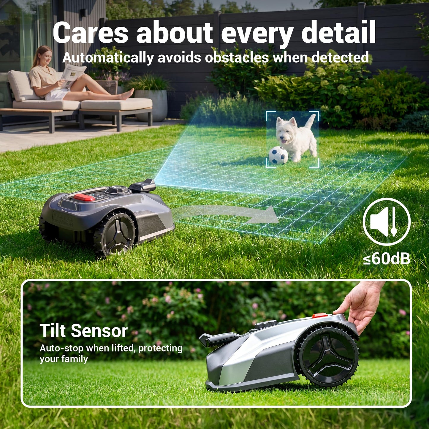 STEELITE Robotic Lawn Mower S7 with App Control, No Boundary Wire, Auto-Charging, Robot Lawn Mower with Obstacle Avoidance and Brushless Motor for Lawns Up to 1/4 Acre, 7.1" Cutting Width