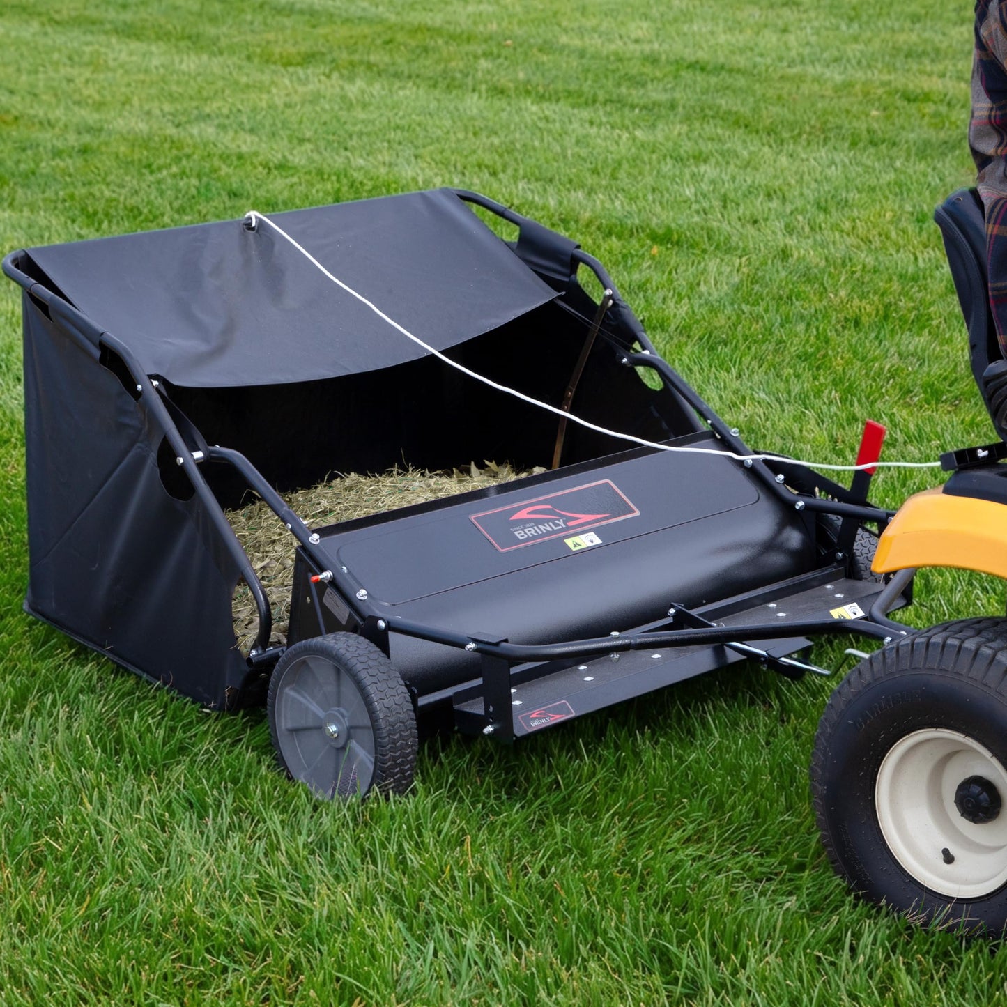 Brinly 54" Tow-Behind Combo Lawn Sweeper with Dethatcher and Hamper Windscreen