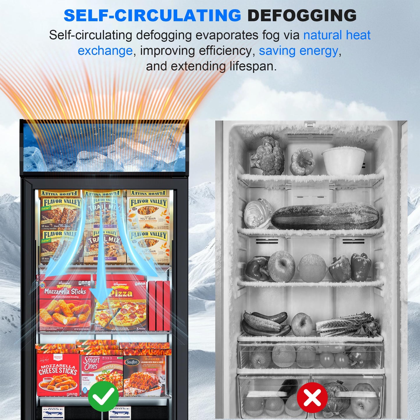 27" Single Door Commercial Display Freezer – 23 Cu.ft Capacity with Digital Temperature Control, Auto Defrost, Top Sign Panel, LED Lighting, Energy Efficient for Supermarket & Grocery Store