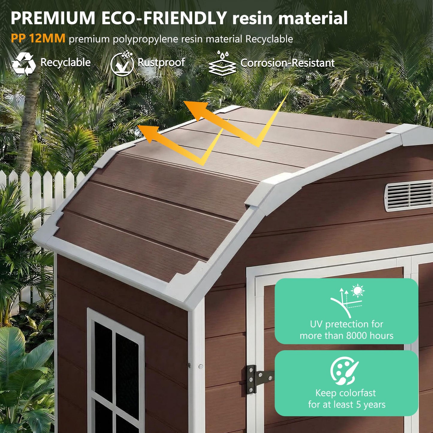 Shed, 6x4.5 ft Resin Storage Shed for Backyard, Durable All-Weather Storage and Sheds & Outdoor Storage, Large Outdoor Storage Box Style Outdoor Shed, Garden Resin Building, Brown