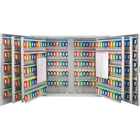 Barska 600 Position Key Cabinet – Wall Mount Key Safe with Numbered Hooks, Index Log Sheet, Colored Tags, Adjustable Dividers, Steel Construction for Office, Commercial Use- Key Box - key organizer