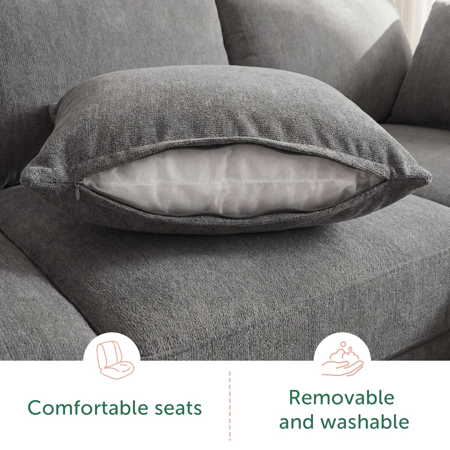 HONBAY Oversized Modular Sectional Sofa with Storage Seats Reversible Couch with Ottomans U Shaped Modular Sectional Couch for Living Room, Grey