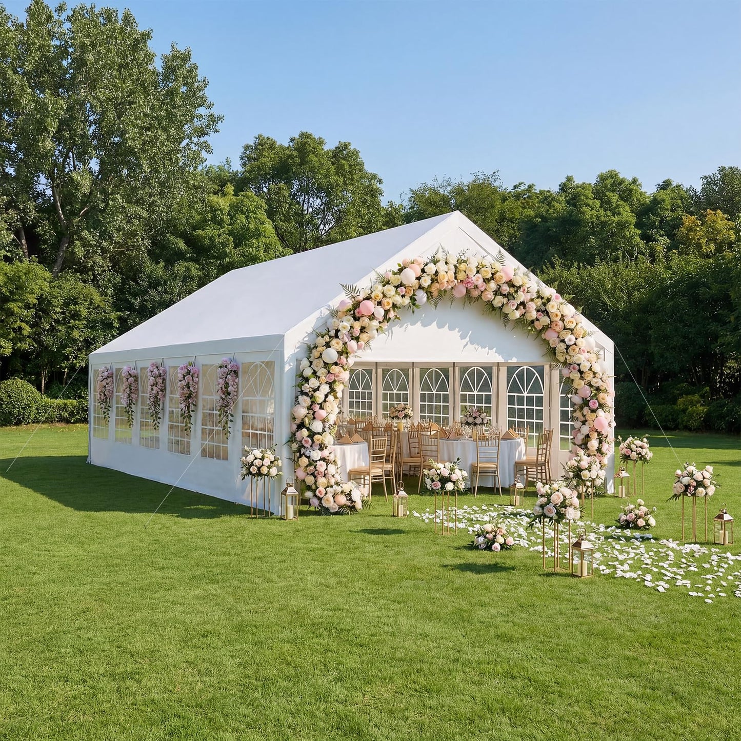 SAILARY Party Tent 20x40Ft Outdoor Canopy Gazebo Heavy Duty Large Event Shelter Carport White for Wedding Parties BBQ