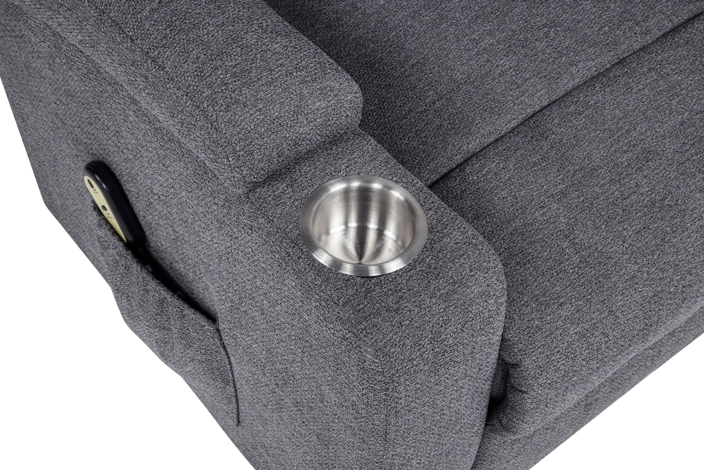 Coaster Home Furnishings - Louie - Power Lift Massage Recliner with Pocket Coil Seat, Pillow-Top Arms, Transitional Style, Dual Cup Holders and Side Storage Pockets - Living Room - Dark Grey - 610453P